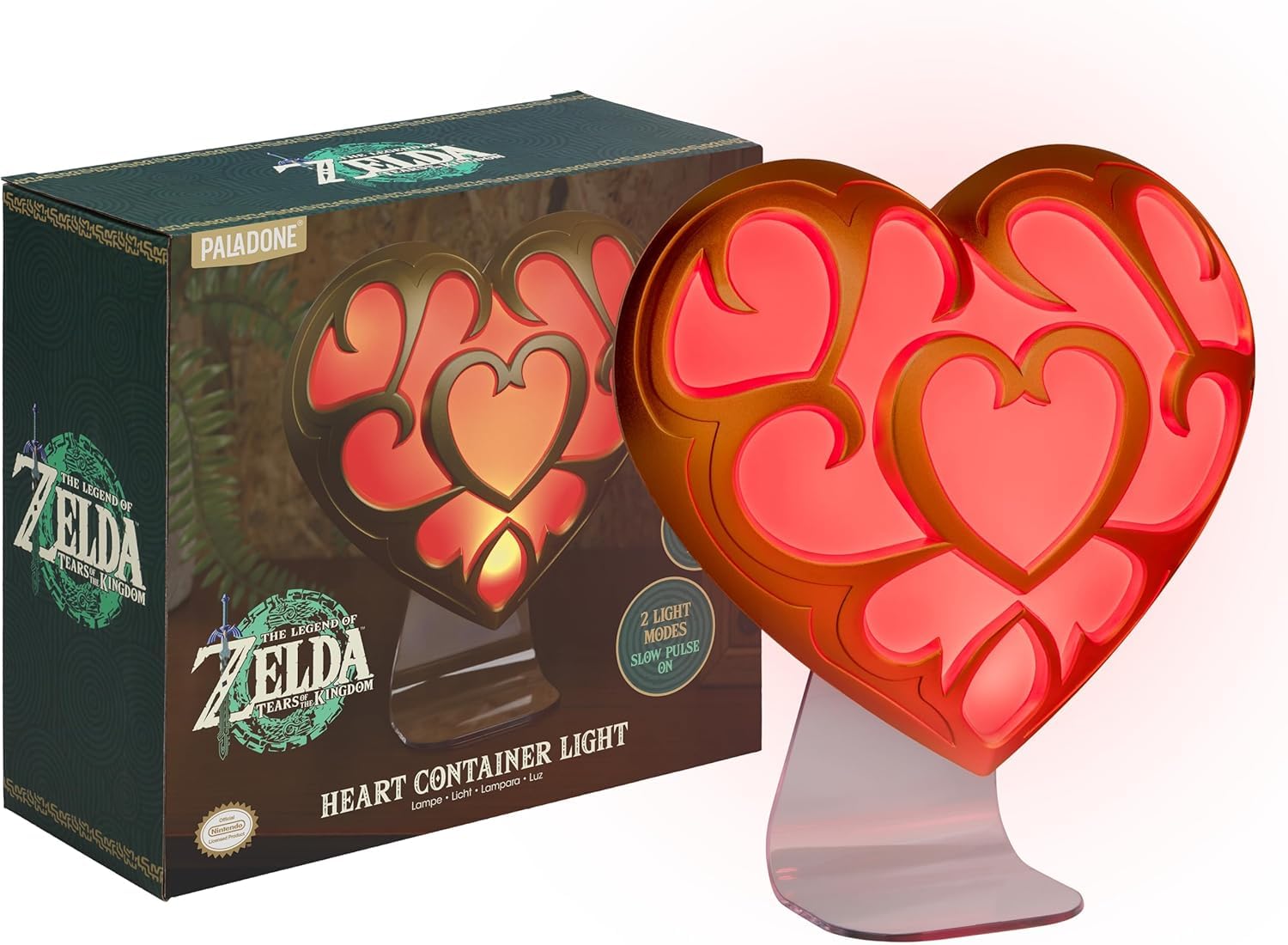 Paladone The Legend of Zelda Heart Container Light - Officially Licensed Nintendo Lamp for Game Room, 2 Light Modes, Mood Lighti