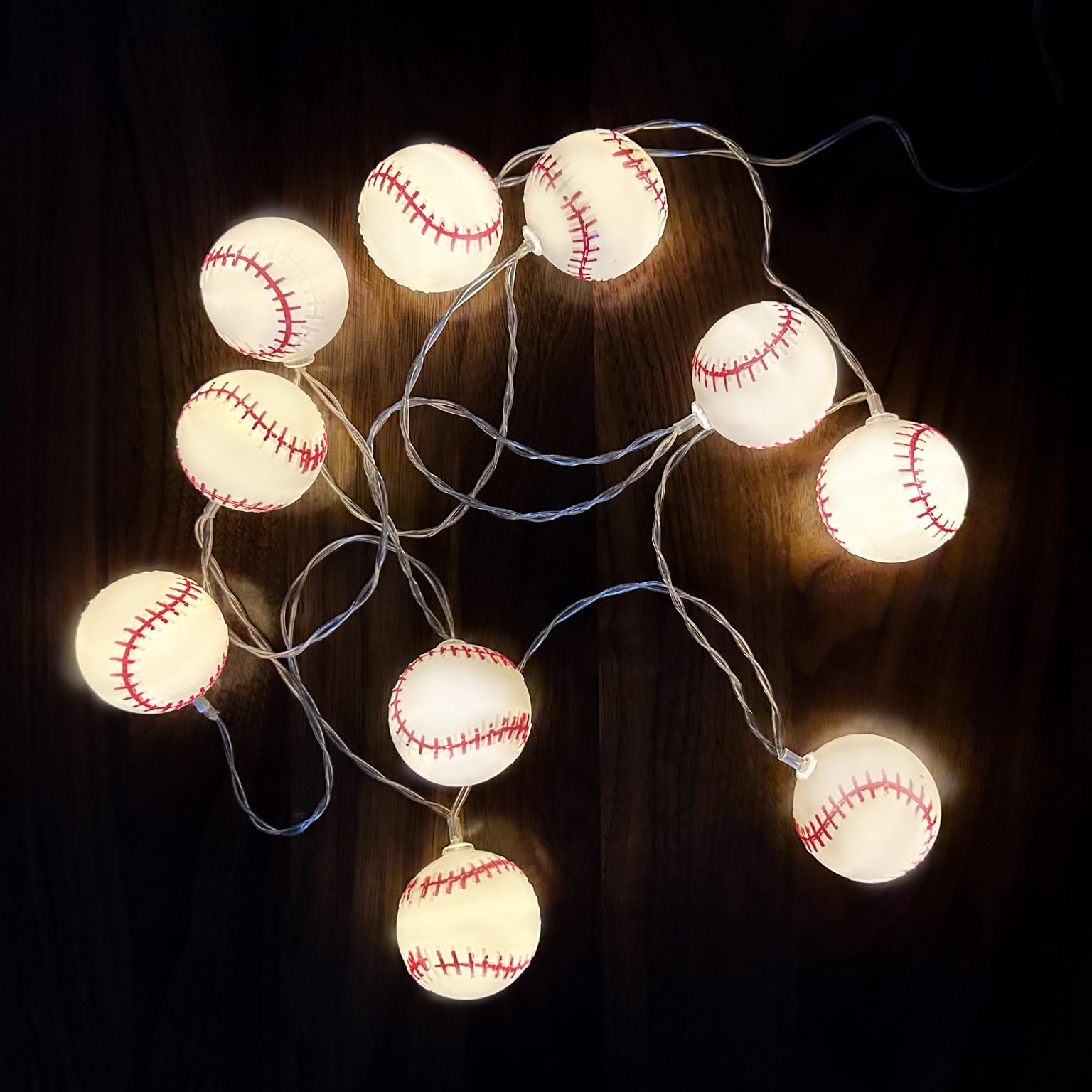 YEAMAR Baseball String Lights 20 LED 14FT Baseball Decor Battery ...