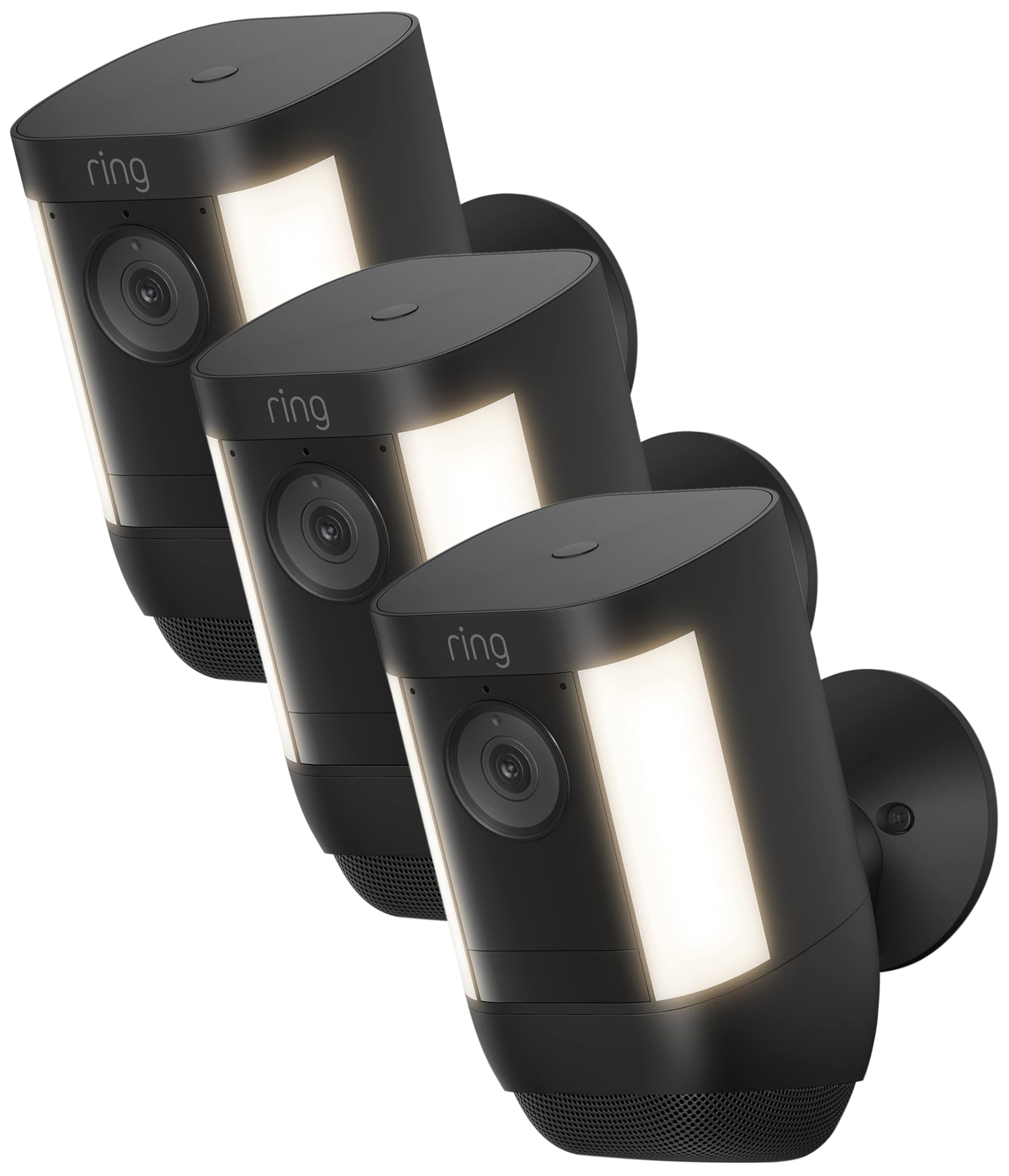 Ring Spotlight Cam Pro, Battery | 3D Motion Detection, Two-Way Talk with Audio+, and Dual-Band Wifi (2022 release) | 3-pack, Bla