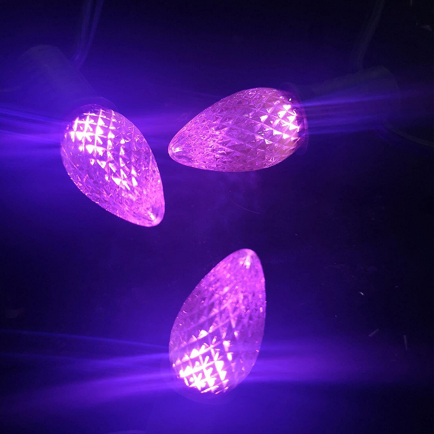 Durable 25 Sets Of C7 Led Christmas Light Bulbs,E12 Faceted Halloween Decoration Led Christmas Replacement Bulbs For Outdoor Decoration (Purple)