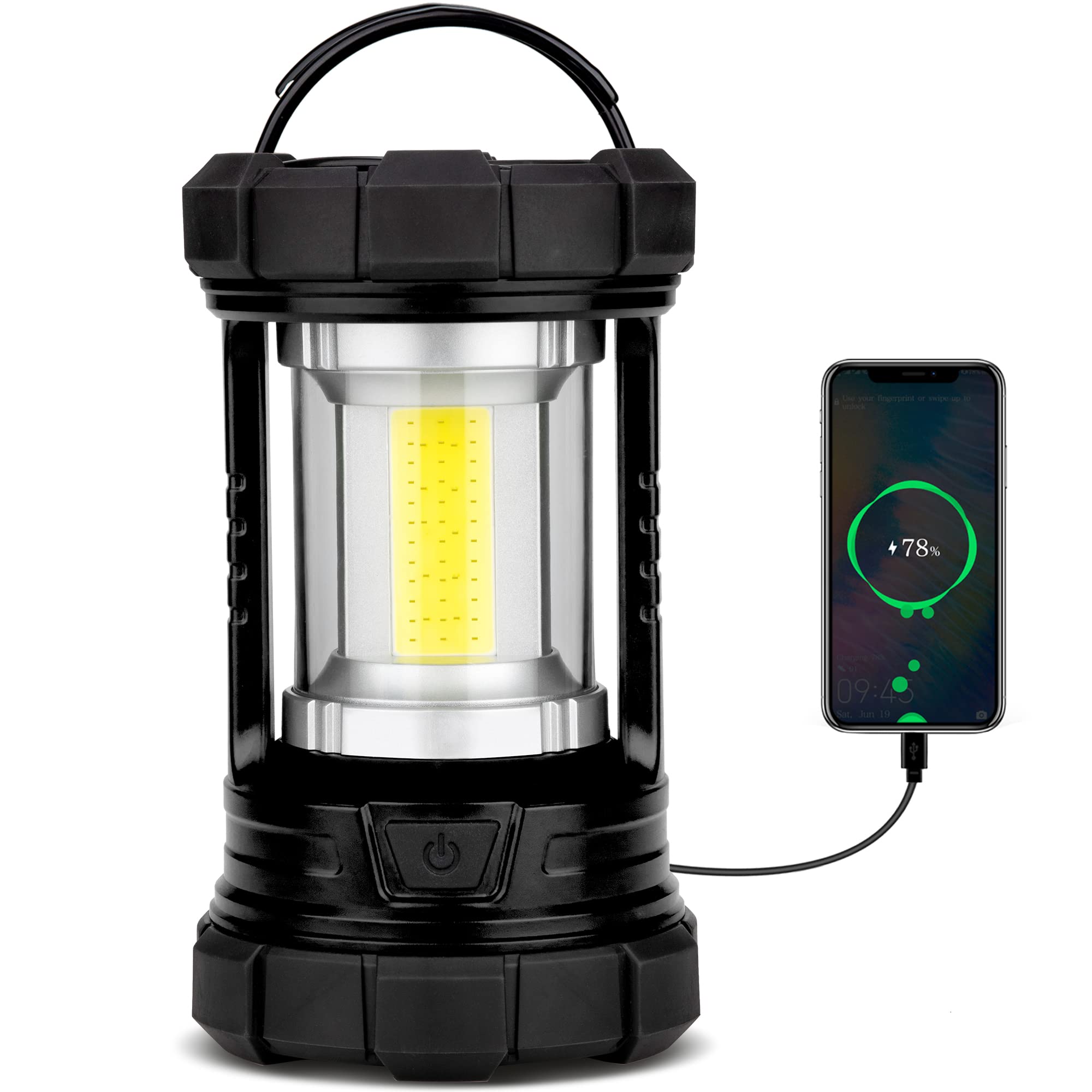 Favourlite Rechargeable Camping Lantern 3000LM 5 Light Modes LED Portable Waterproof Black ALS-6663-BK-US