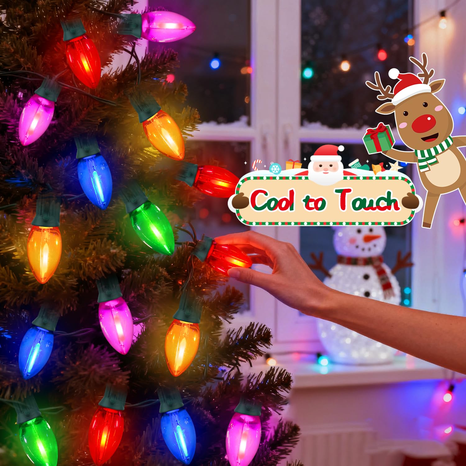 C9 Led Christmas Lights Outdoor Waterproof  25Ft Shatterproof Colored Christmas Lights Led Multicolor C9 Outdoor Christmas Lights For House Christmas Tree Yard Garden Decor  25+1 Led Bulbs  0.6W