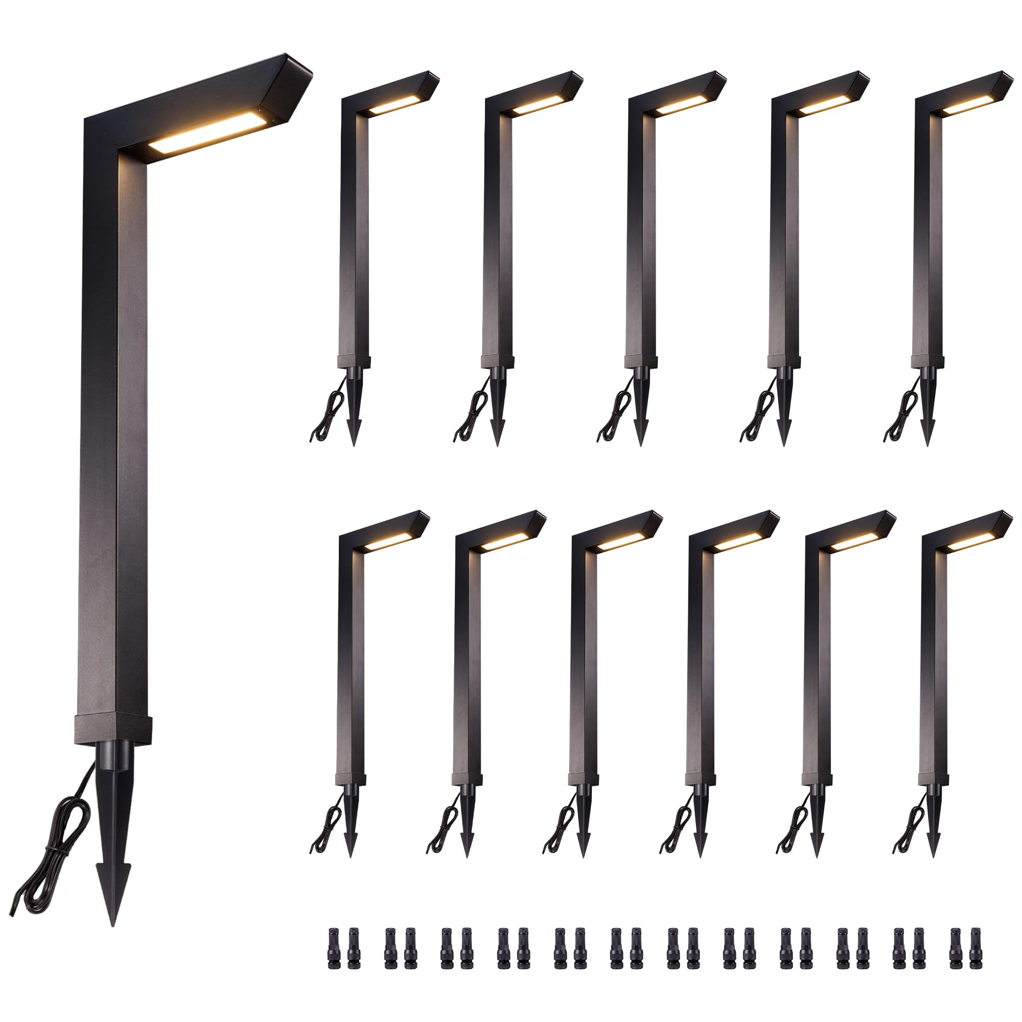 Varmtalys Low Voltage Pathway Lights 12V, 3CCT LED Landscape Path Lights, Outdoor Waterproof Wired 5W 235LM, Black Aluminum Gard