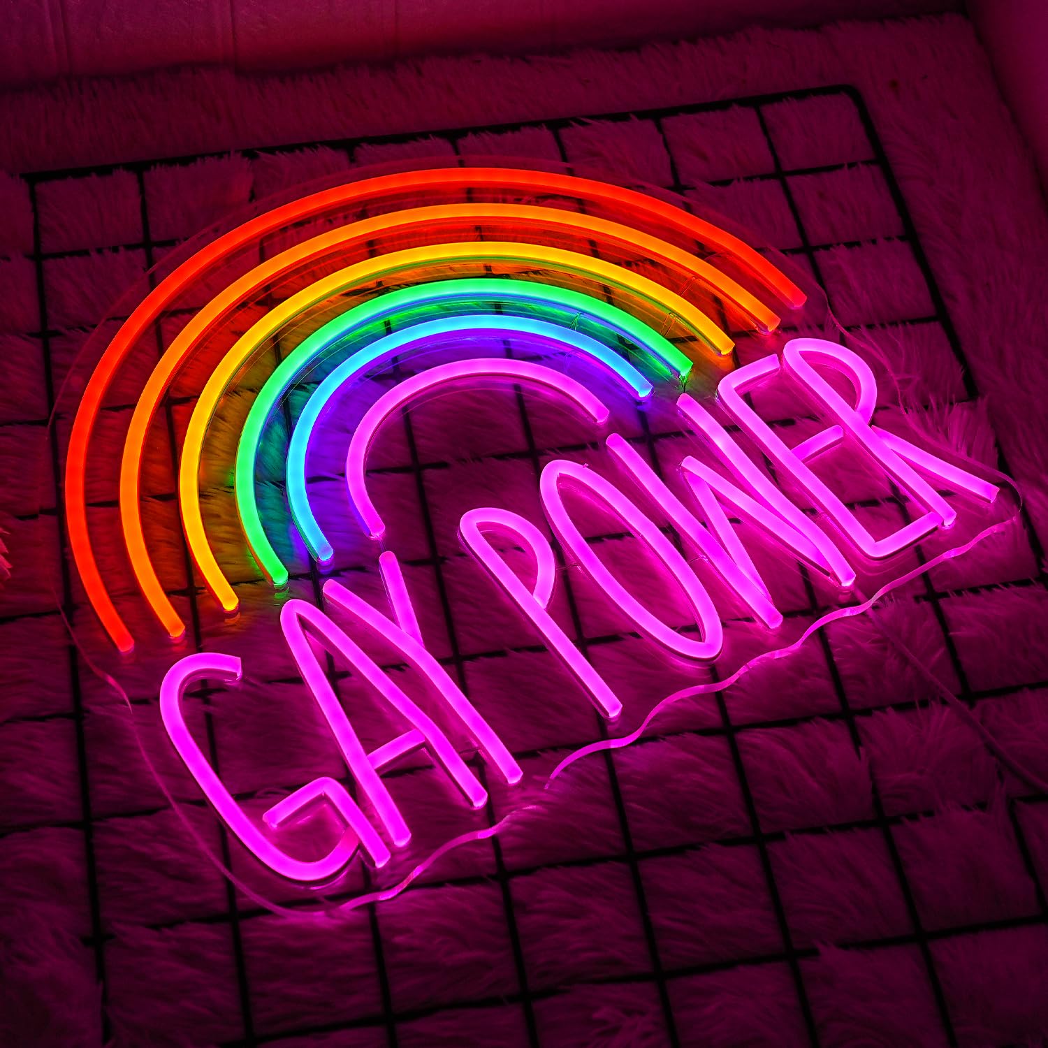 LMSIGNLY Neon Sign - Dimmable Rainbow 'Gay Power' Light for Wall Decor - Perfect for Bedroom, Bar, Club, and Pride Celebrations