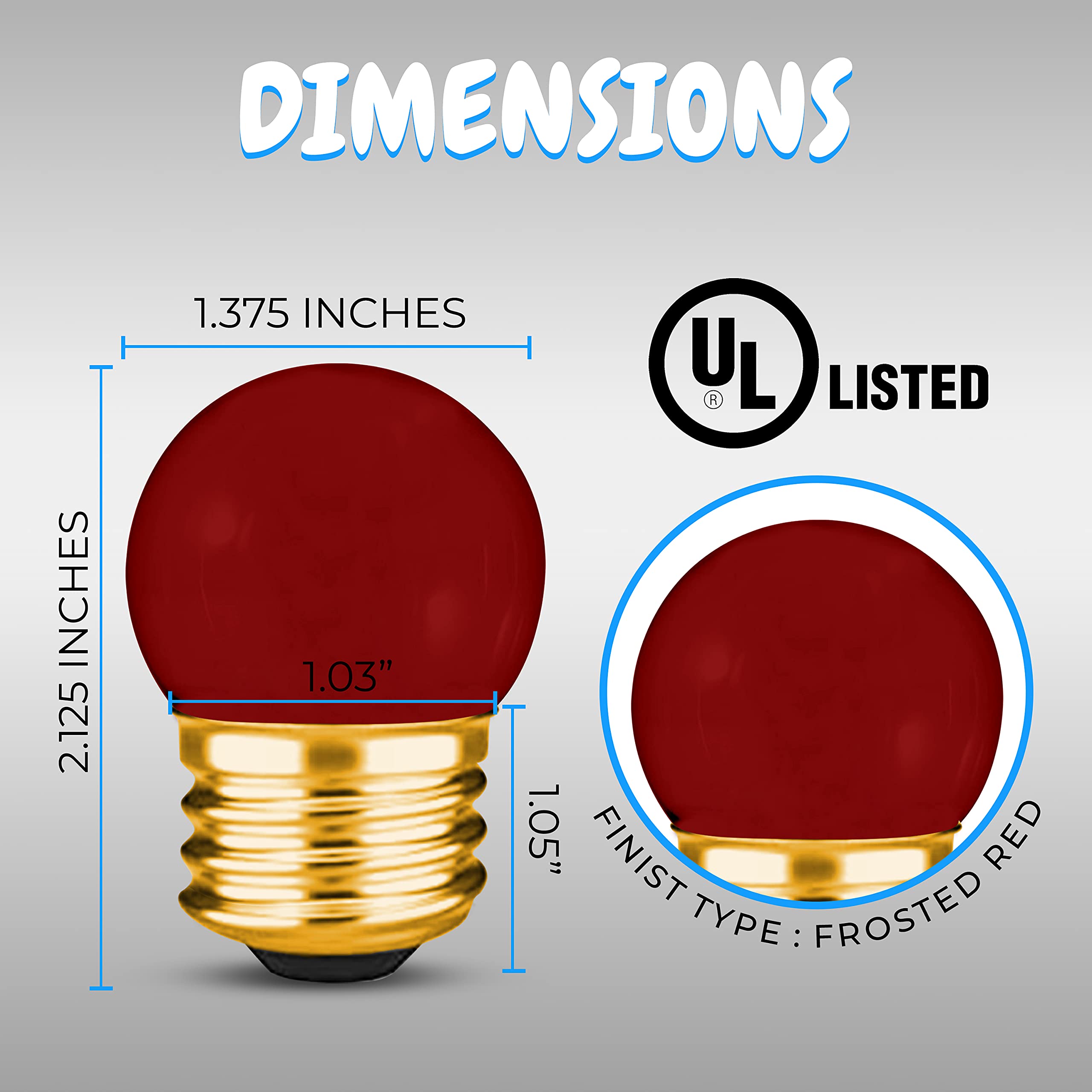 Ohlectric 10 Pack - S11 Ceramic Red Night Light Bulbs | Dimmable | 7.5W Incandescent Light Bulb With E26 Medium Base | 40 Lumens