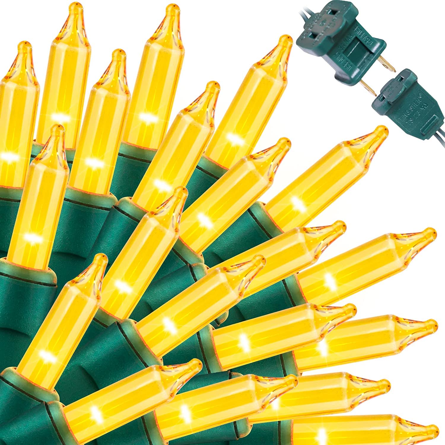 Lamphome Super-Bright Extendable Yellow Christmas Lights Decoration 300 Lights 63.8Ft(2Pk Of 150L) Ul Certified Mini Bulb String Lights Set For Outdoor Christmas Tree Garden Holiday Party Patio Decor