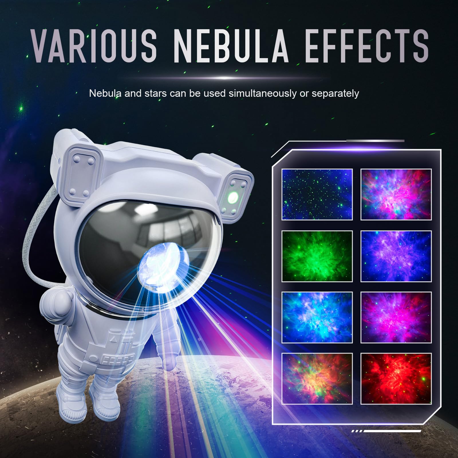 Mooyran Astronaut Galaxy Projector Night Light - Blue Nebula Effects, Timer, Model TYD-YHY-001 for Kids Room, Bedroom, Christmas, Birthday