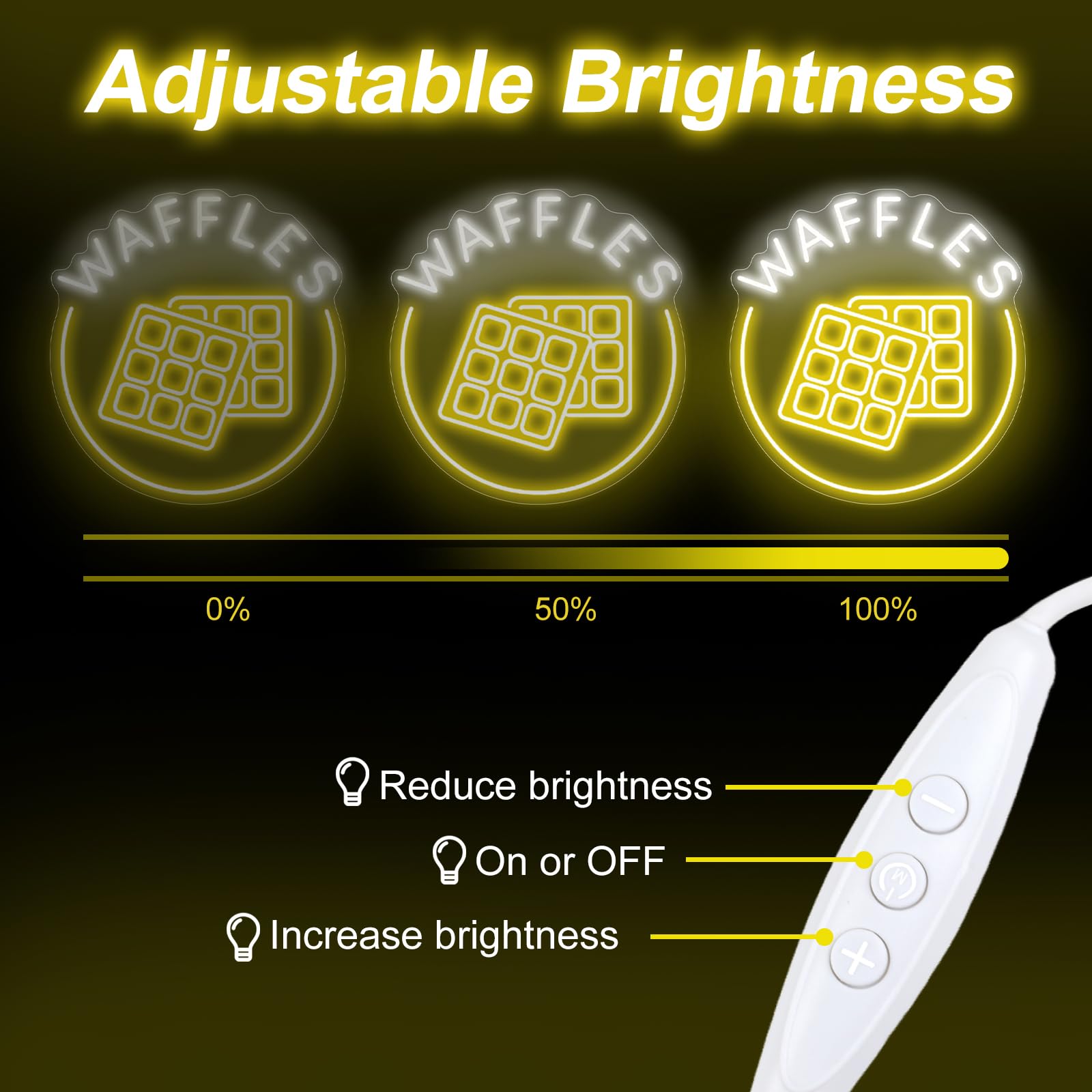 mllusxg Waffles Neon Sign LED Light for Bakery Shop, Small Wall Art Decoration, Unique Coffee Shop Decor