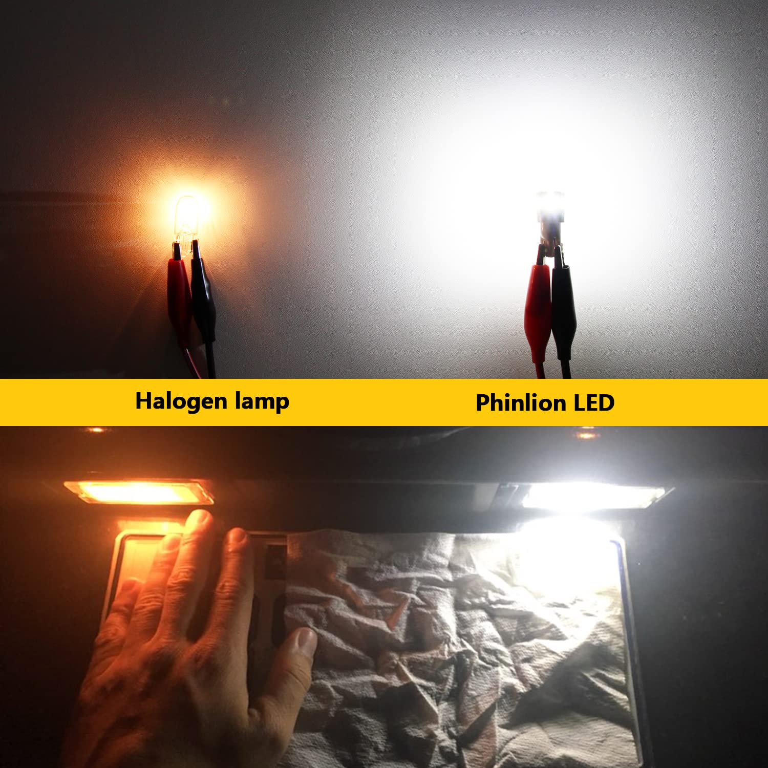 Phinlion 194 Led Light Bulb 6000K White Super Bright 168 175 2825 W5W T10 Wedge 6-Smd 3030 Chipsets Led Replacement Bulbs For Ca