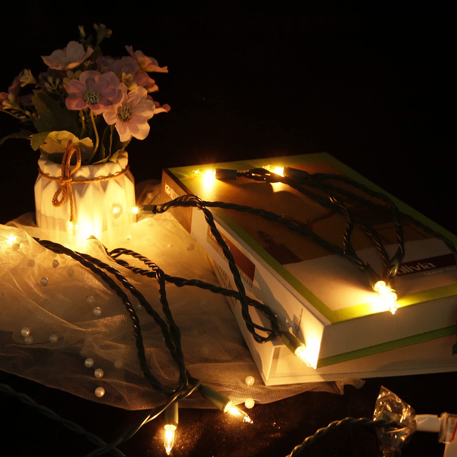 Multi-Sparking Christmas Lights 8.6Ft 10 Counts Classic Clear Incandescent Mini String Lights White Wire Warm White For Indoor A