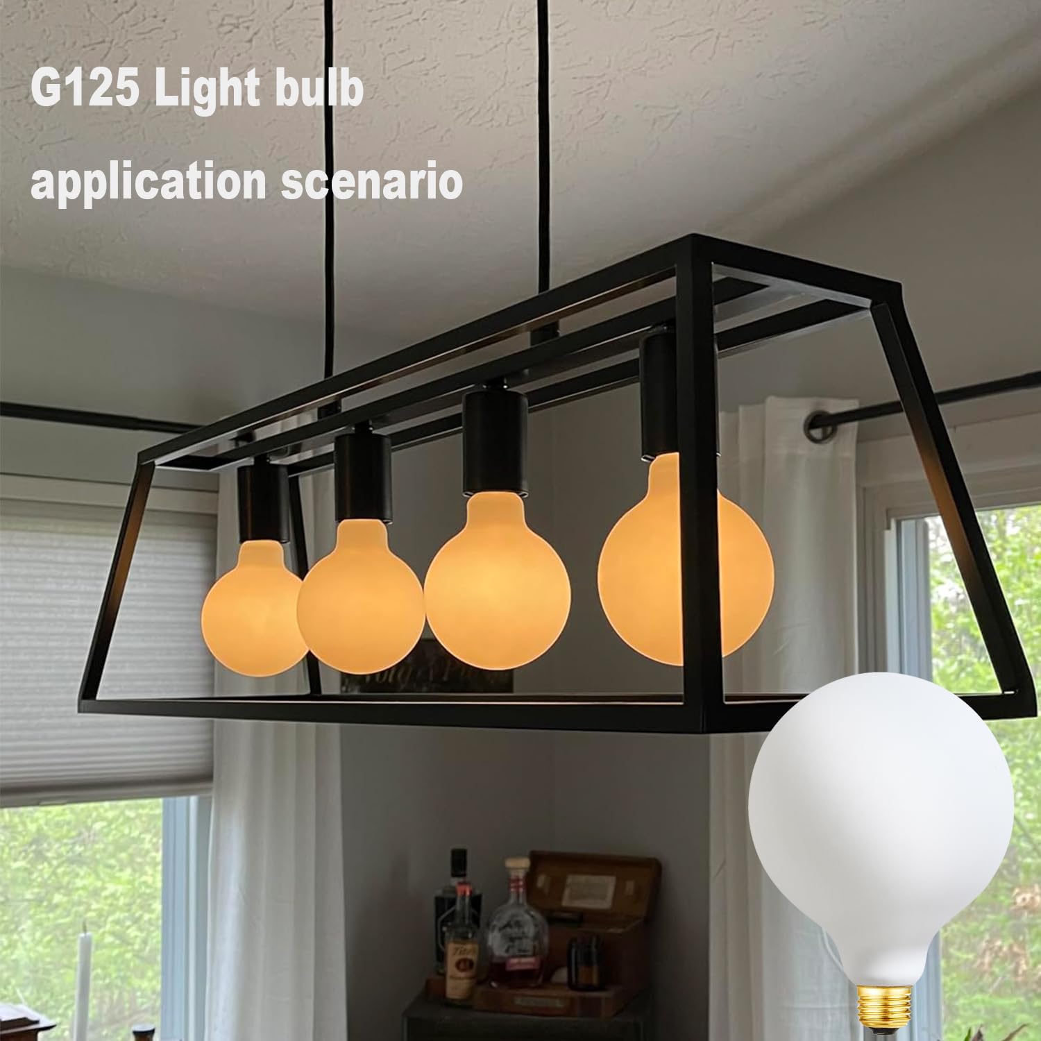 Leools Globe Light Bulbs 60 Watt Replacement For Decorative,Matt White,E26 Dimmable Warm White Large G40(G125) 6Watt(60Watt Equi