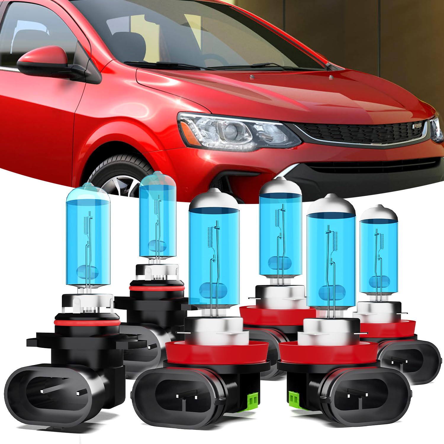 TTDBDAN Headlights Fit For Chevrolet Chevy Sonic 2012-2016 Halogen Headlight Bulbs,9005/HB3/H10 High Beam+ H11/H8/H9 Low Beam+ h