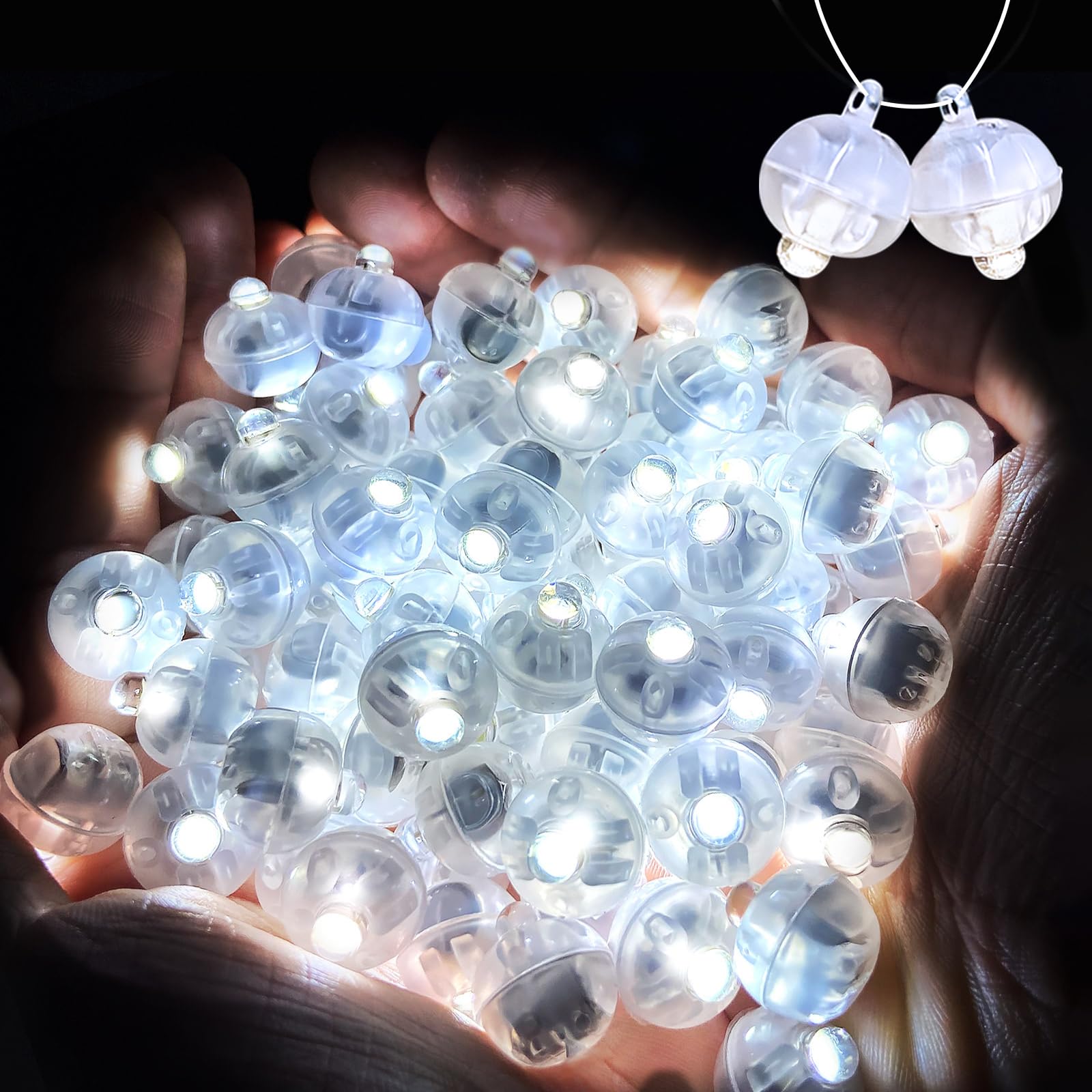 ZGWJ Mini LED Lights for Party Decorations, 50 Pcs, Glow Steadily White, Model A01-Mini, Plastic