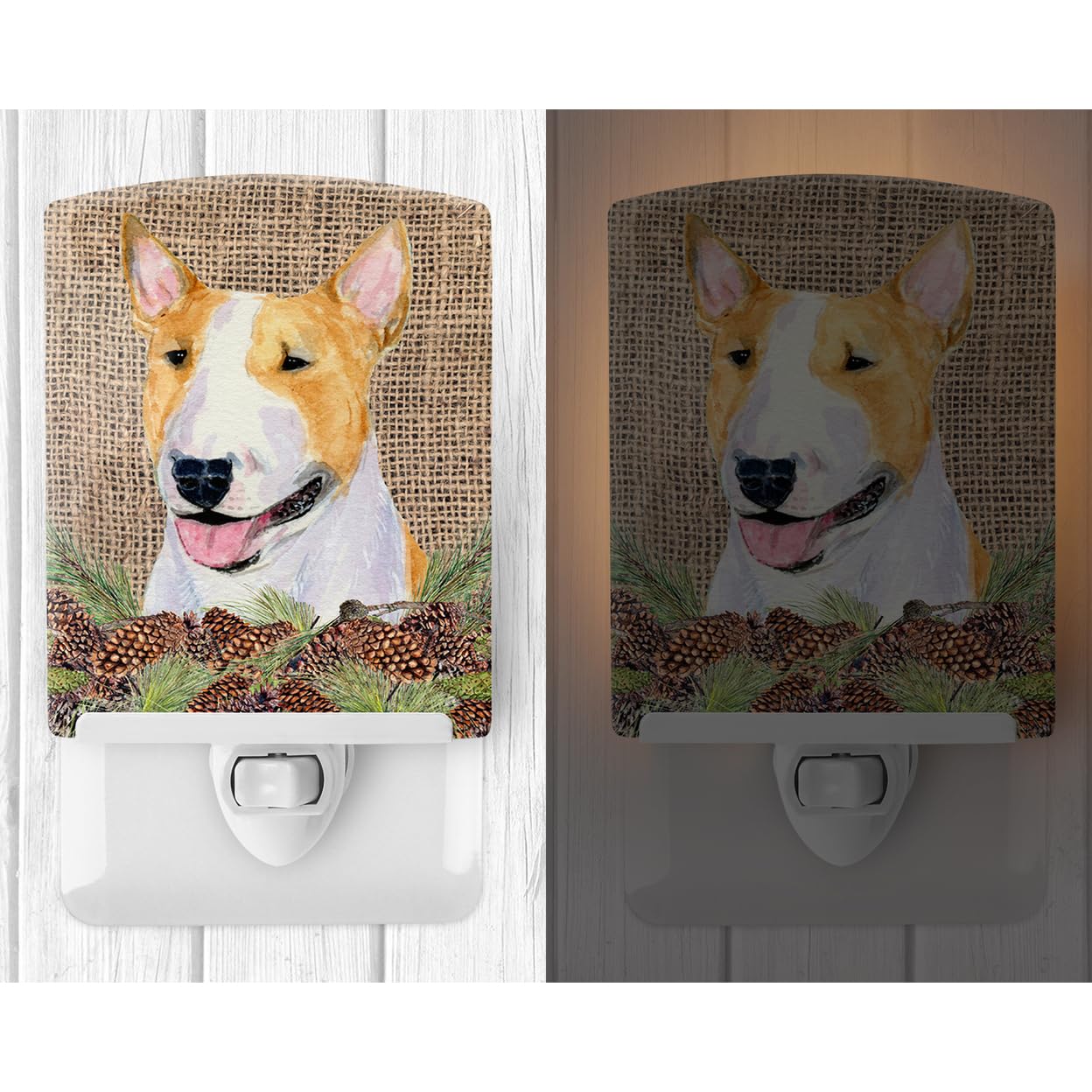Carolines Treasures Ceramic Night Light Bull Terrier 6x4x3in Multicolor Model SS4086CNL Ideal for Bedroom Bathroom Nursery Kitchen