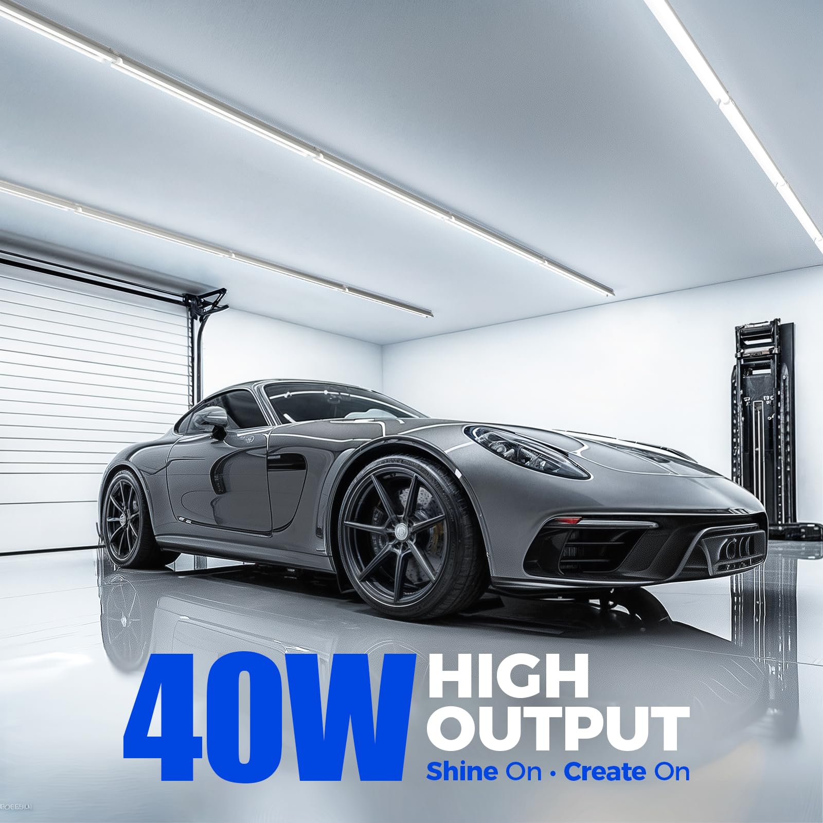 Barrina Led Shop Light 4Ft, 40W 5500Lm 6500K, Clear Cover Linkable Led Tube Lights, Integrated T8 Light Fixture, V Shape Led Cei