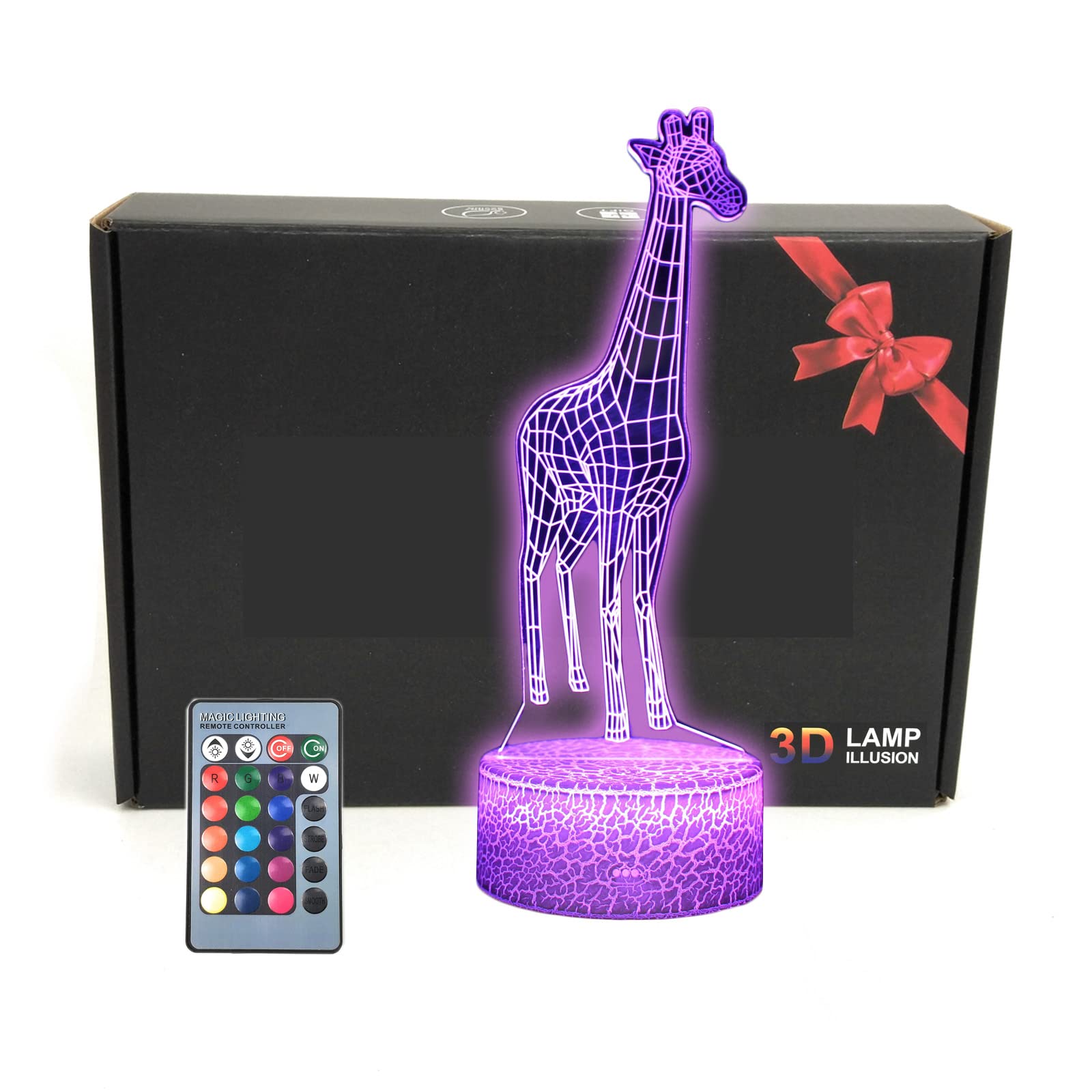 Tripro Giraffe 3D Illusion Table Animals Lamp Decor Room Night Light,16 Colors,Remote,Bedroom Decorations Toy Gifts For Fathers,Mothers,Dad,Girls,Men,Women,Kids,Boys,Teens