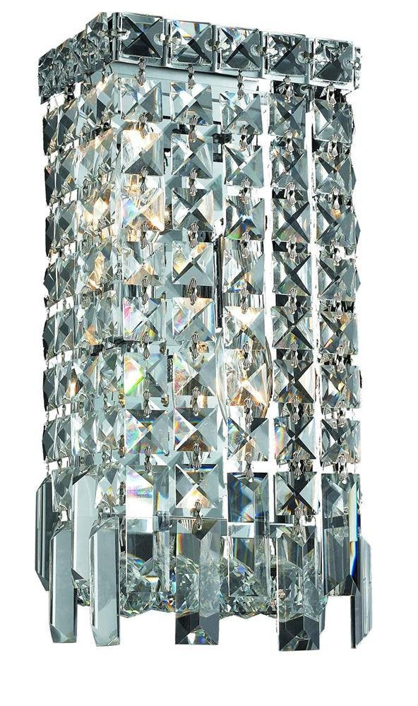 Elegant Lighting 2-Light Crystal Wall Sconce, Chrome Finish, Clear Crystal, Model 2033W6C/RC
