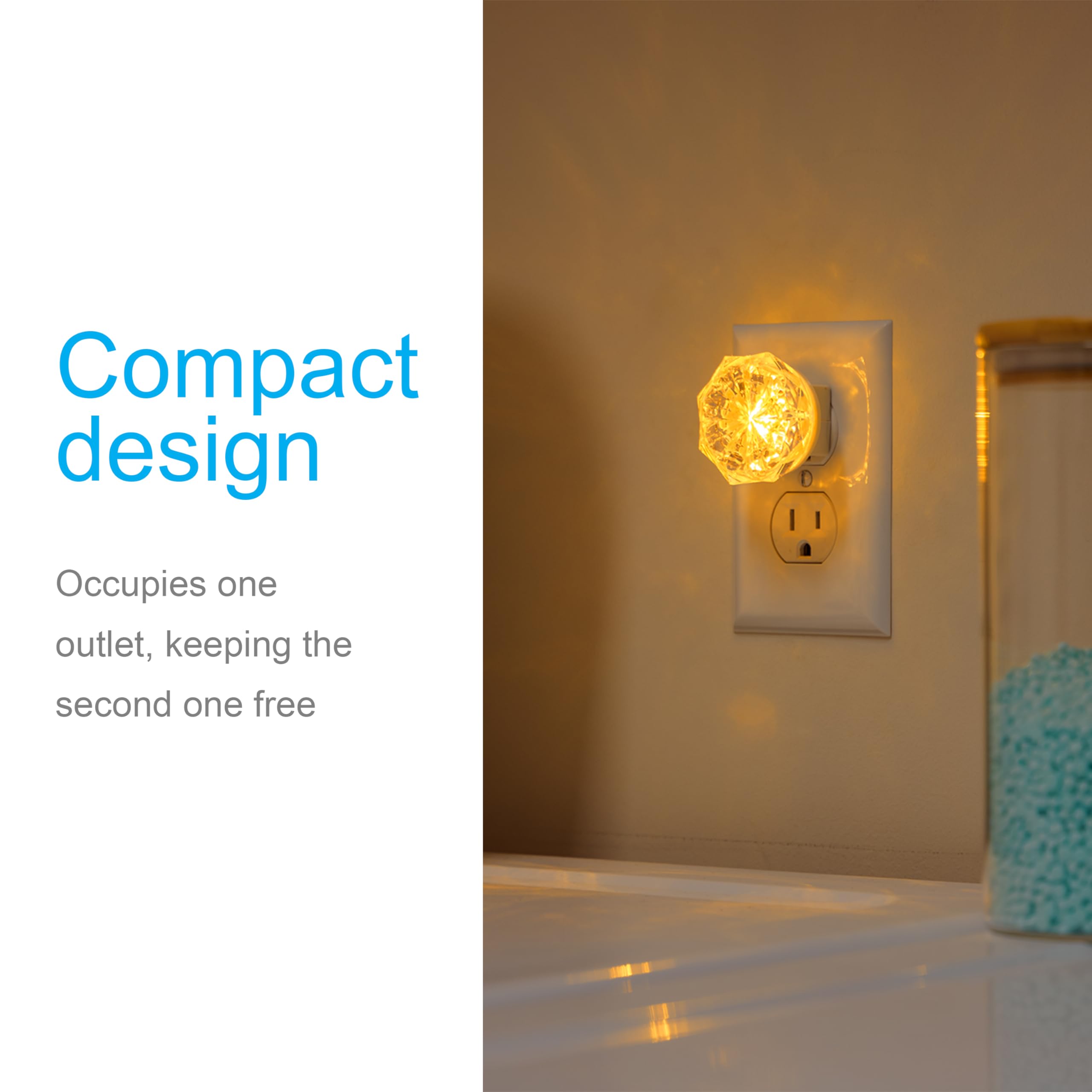 Ge Sleeplite Jewel Led Night Light, Plug-In, Always On, Warm White, Ul-Certified, Energy Efficient, Ideal Nightlight For Bedroom