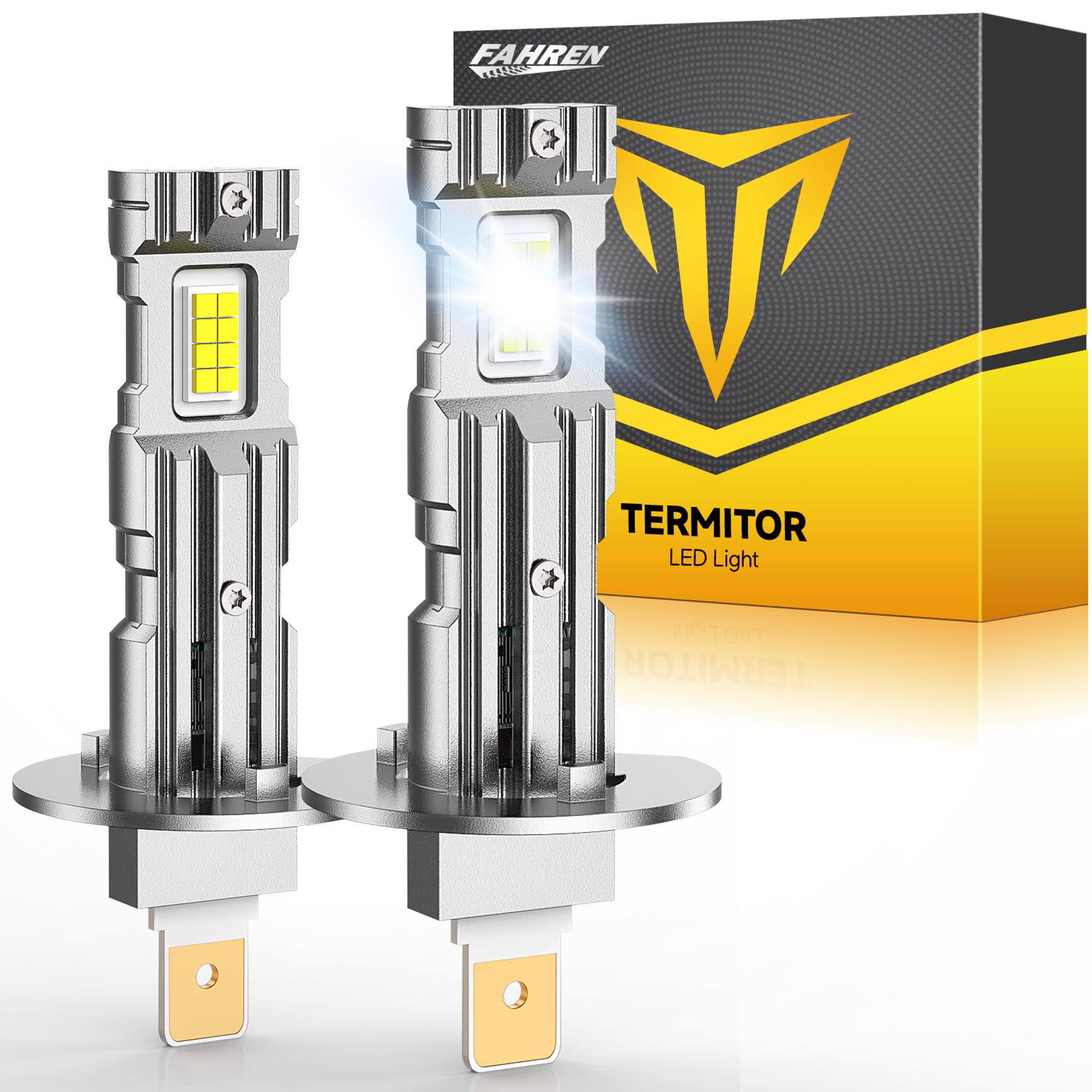 FAHREN H1 Fog Light Bulbs, Super Bright 6500K, Mini Size, IP68 Waterproof, Plug and Play, Pack of 2