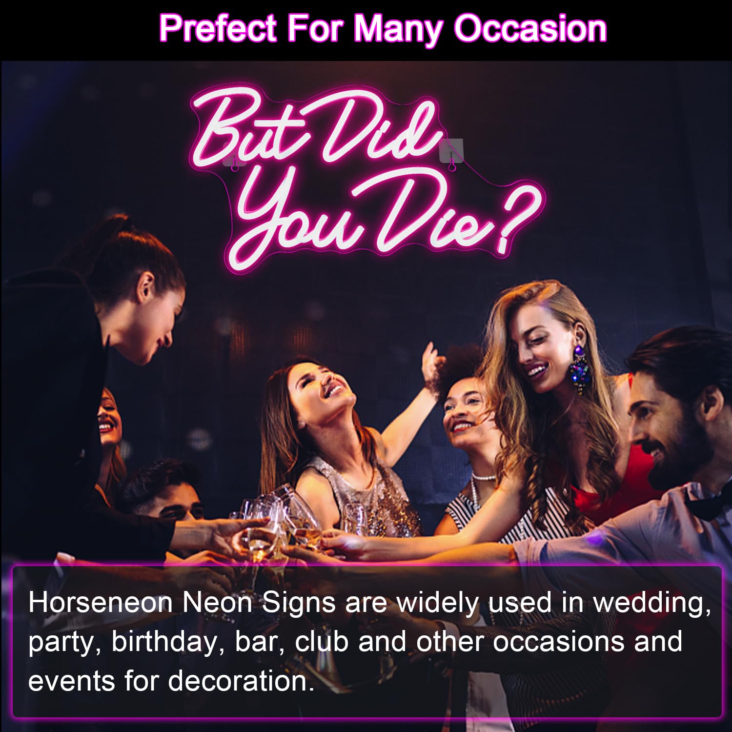 Horseneon Neon LED Sign - Pink Wall Decor, USB Powered Acrylic Light for Bedroom, Office, Gym, Living Room