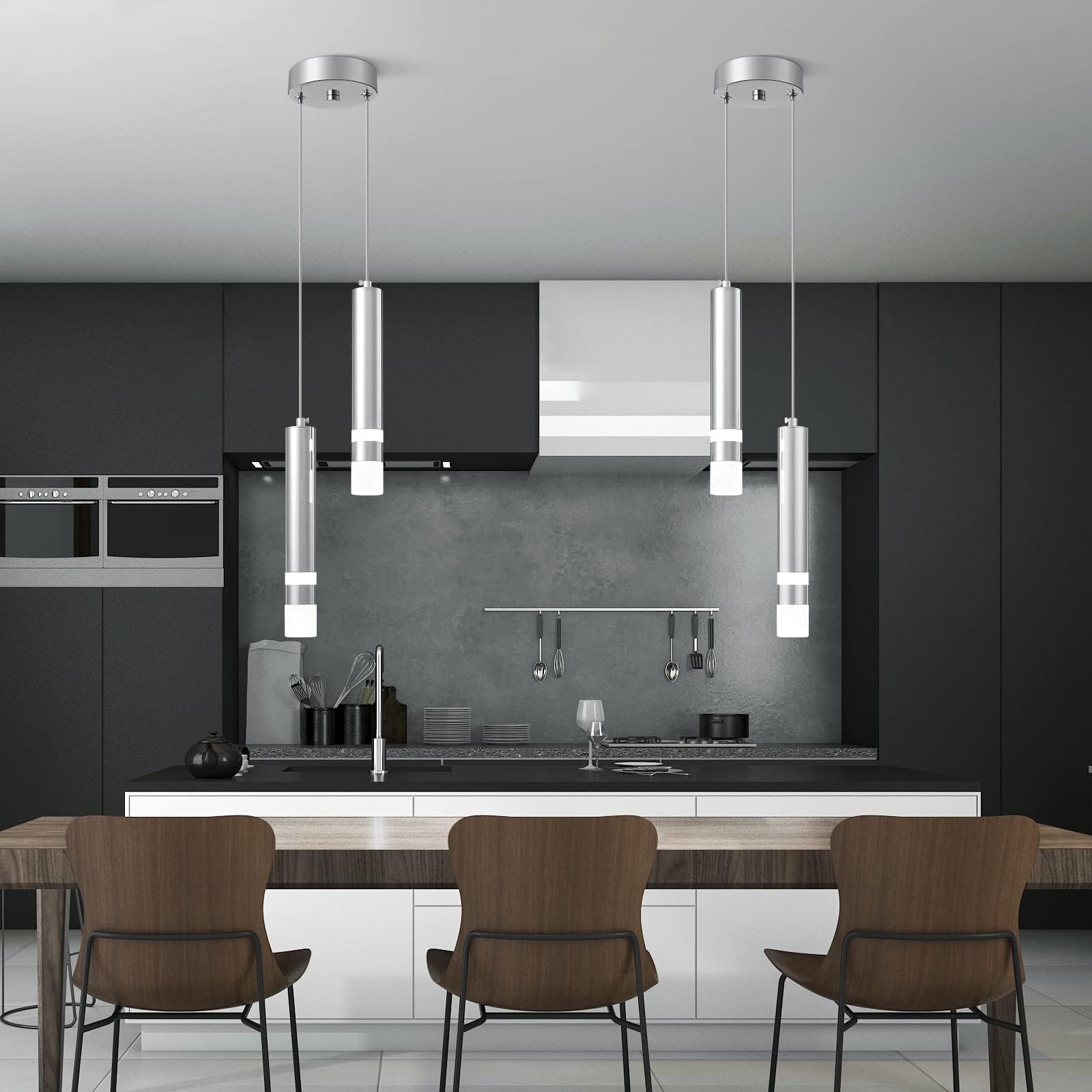 Liangmh Modern Pendant Light Kitchen Fixture Dimmable Led Chrome Mini Pendant Lighting Fo Kitchen Island Bedroom Bedside Table S