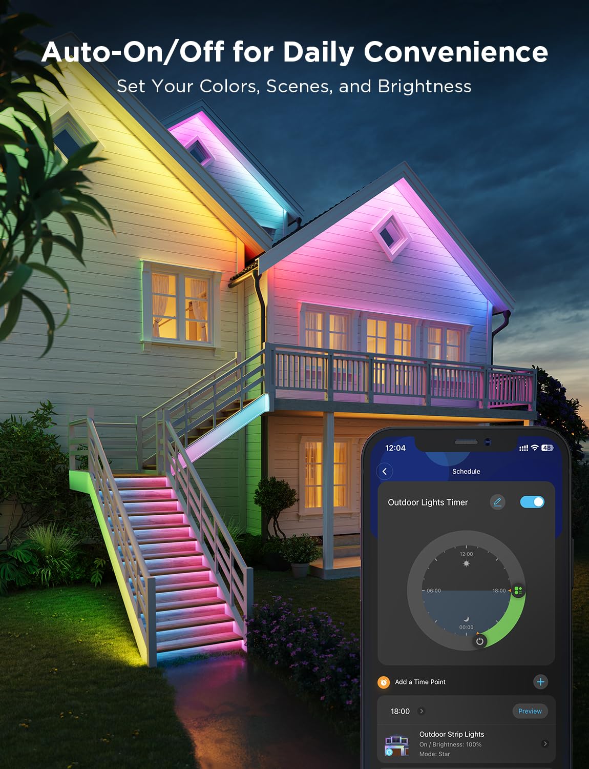 Govee 98.4ft Outdoor LED Strip Lights, Smart RGBIC, IP65 Waterproof, Works with Alexa & Google Assistant, Multicolor