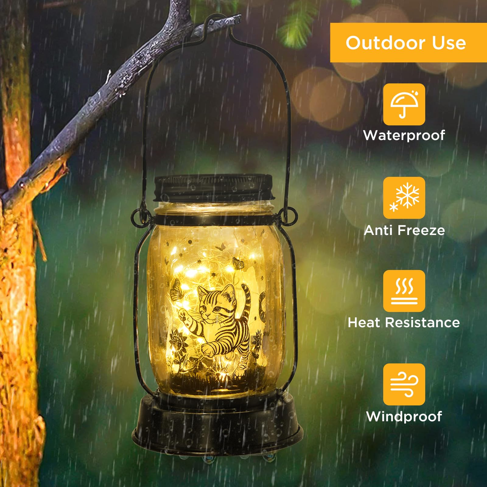 kyoryuger Cat Solar Lanterns Waterproof Outdoor Decor Black-Cat & Butterfly Model ZN-J002