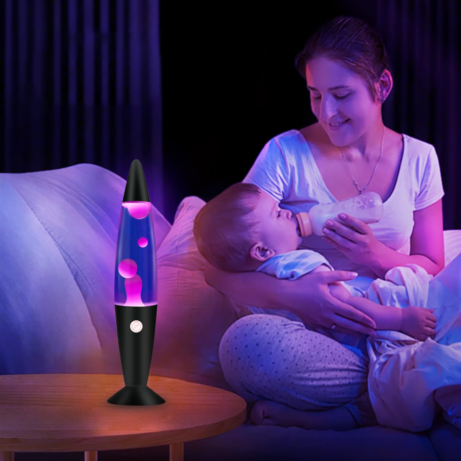 Vanful Purple Magma Lamp - 16" Soothing Liquid Motion Light with Black Base for Home Decoration, Bedroom, Living Room, Kids and Adults