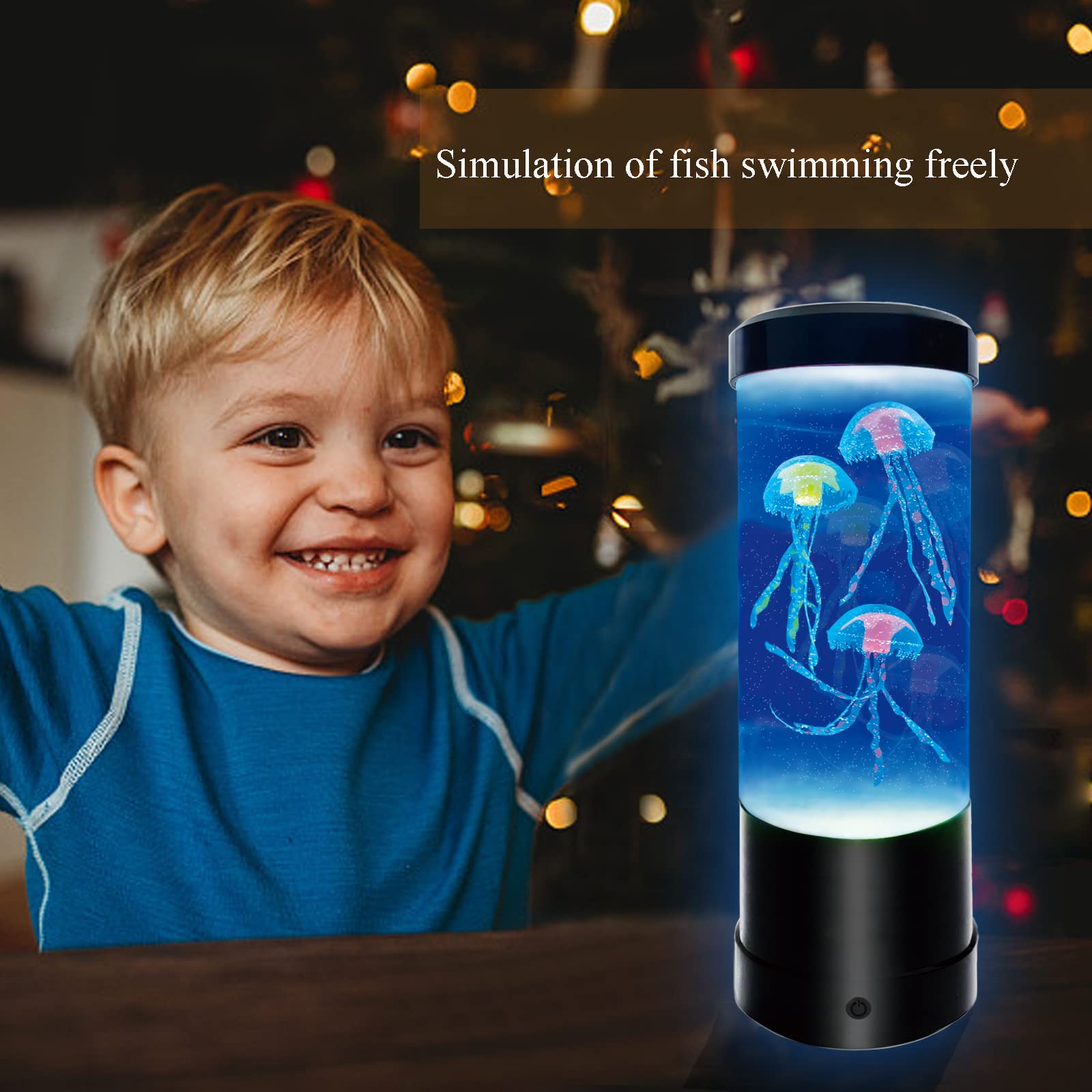 WTROESE Jellyfish Lamp - 7 Color Changing USB/Battery Night Light, Table Lamp3333, Black, Mood Lamp for Home, Office, Kids, Adults