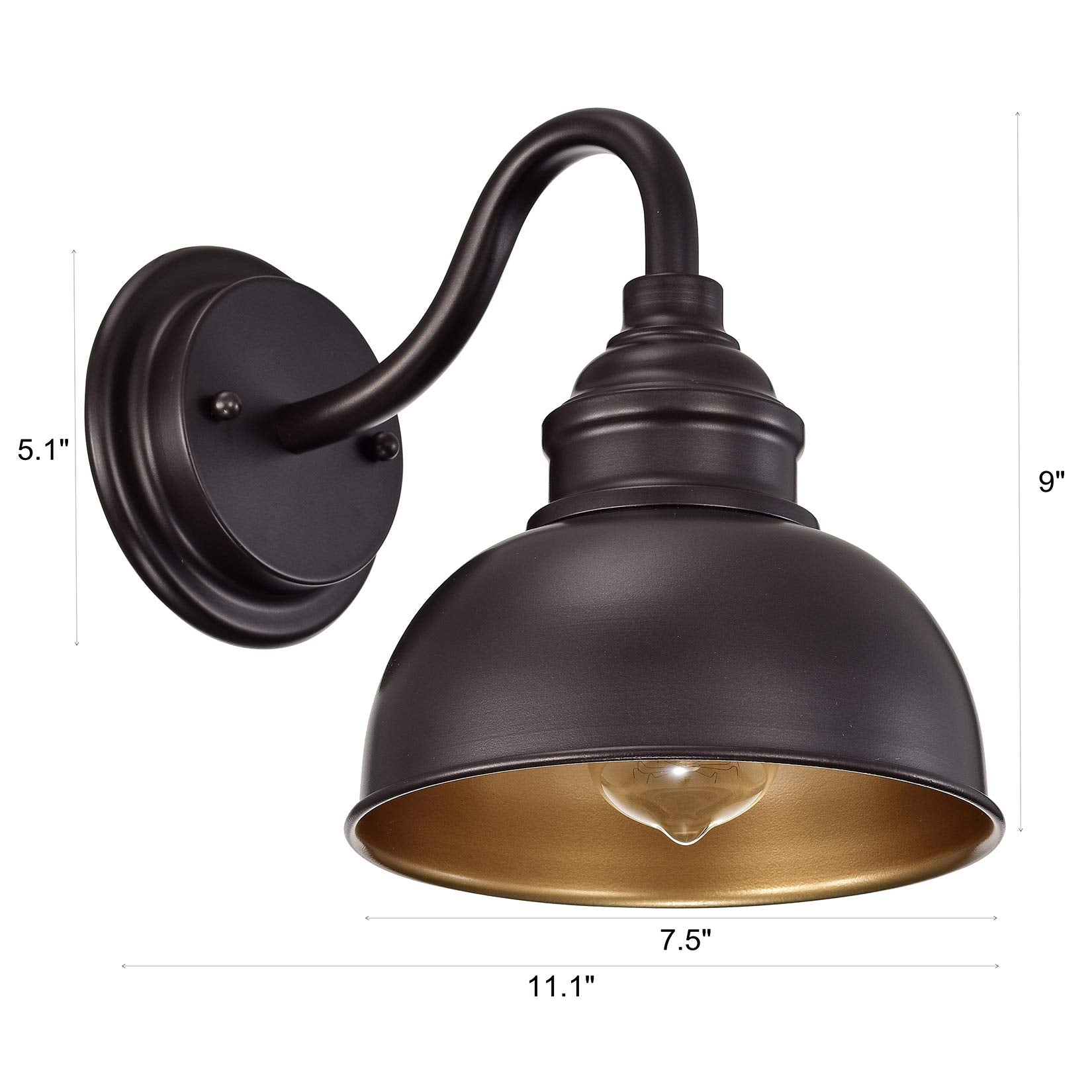 ACLand 9 Industrial Gooseneck Light Fixture, Oil Rubbed Bronze Barn Light, Modern Farmhouse Wall Sconce for Vanity, Bathroom, Be