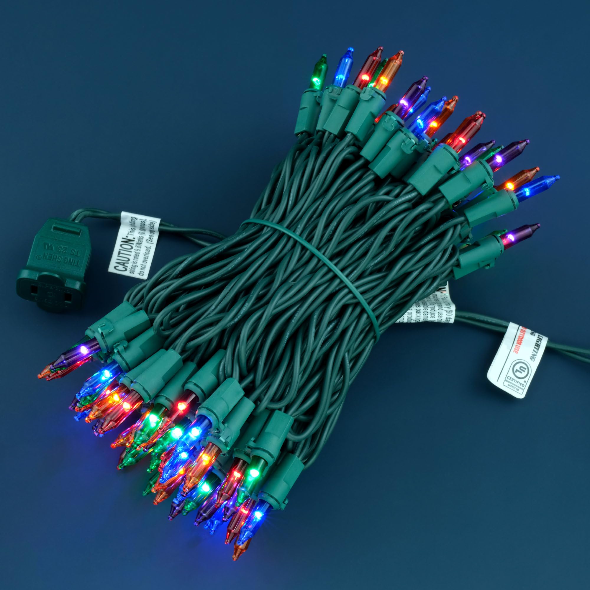 YULETIME Red White & Blue String Lights, 66 Ft, 200 Count, UL Certified, Brown Wire, Christmas & Independence Day Decor