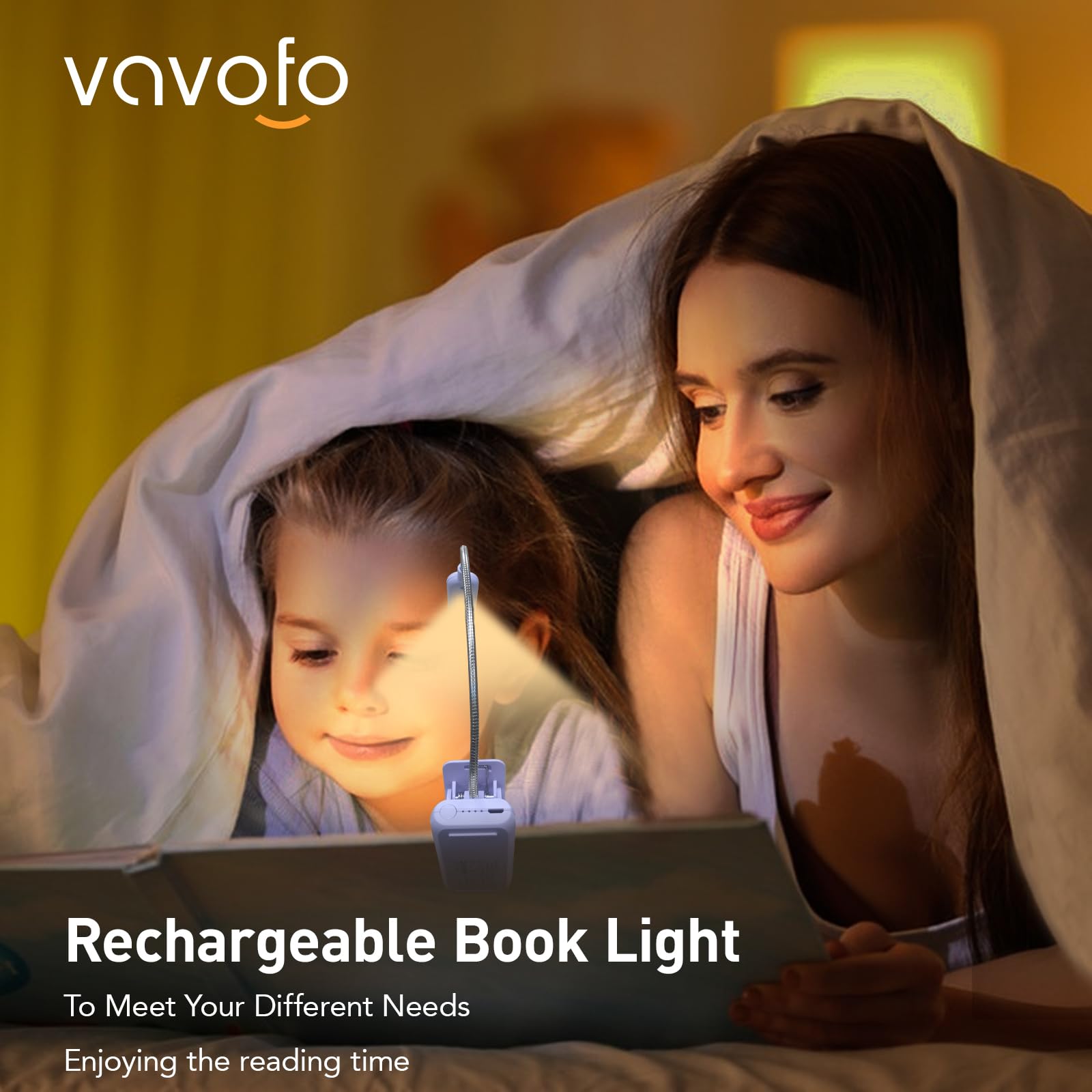 VAVOFO Rechargeable Book Light 7 LED Eye Care Lamp 9-Level Brightness B71 Purple KM-6720