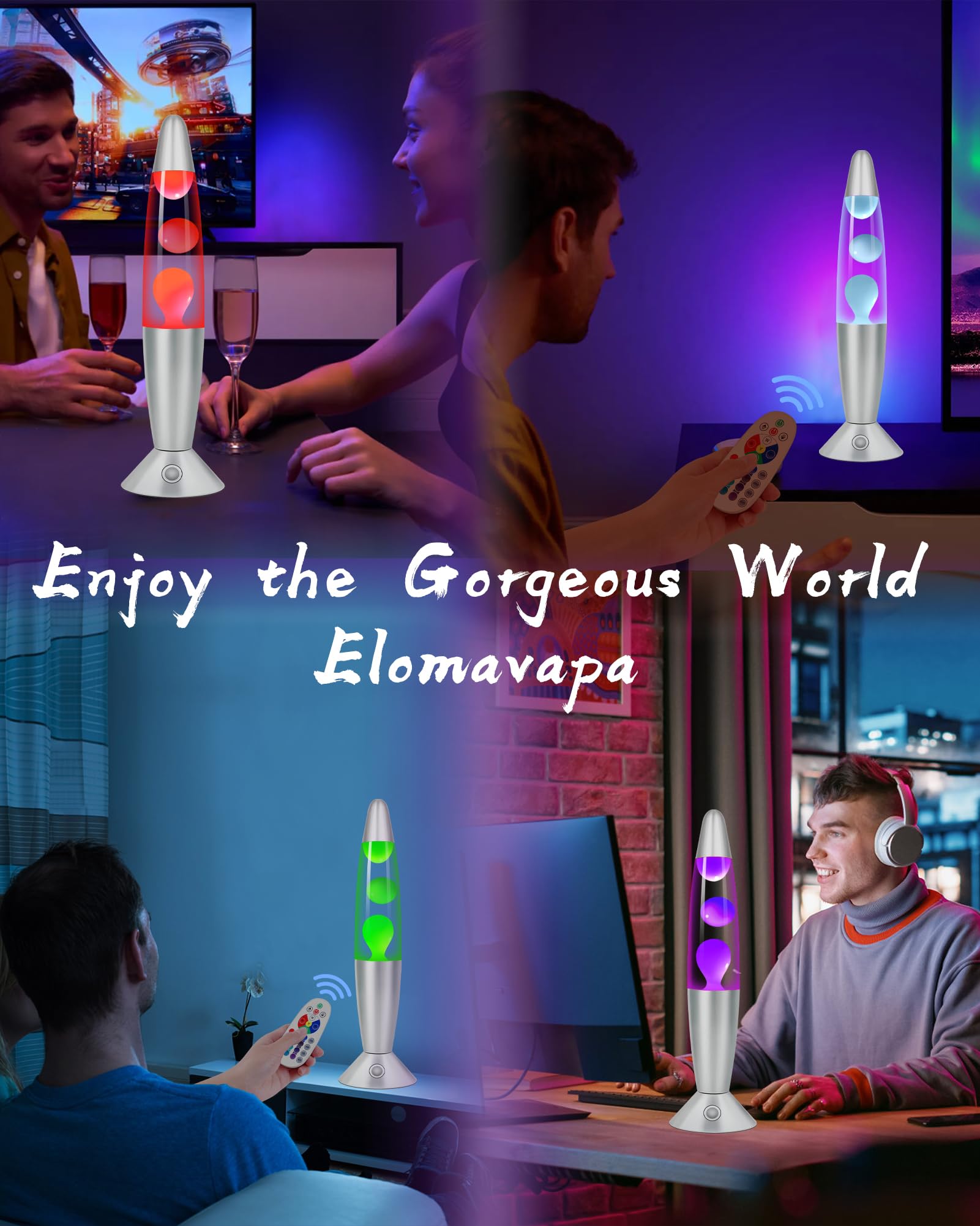 17 Colors Changing Liquid Motion Lamp With Remote: 13.5 Purple Led Night Light For Kids mature-themeds - Relaxing Table Lamp For Bedroom Office - Glitter Mood Lighting For Home Decor Christmas Decorations