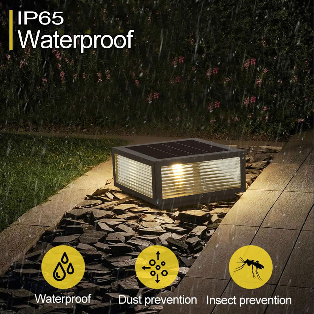 Dahgeo Solar Outdoor Post Light - Modern Waterproof Aluminum Column Light For Patio & Garden