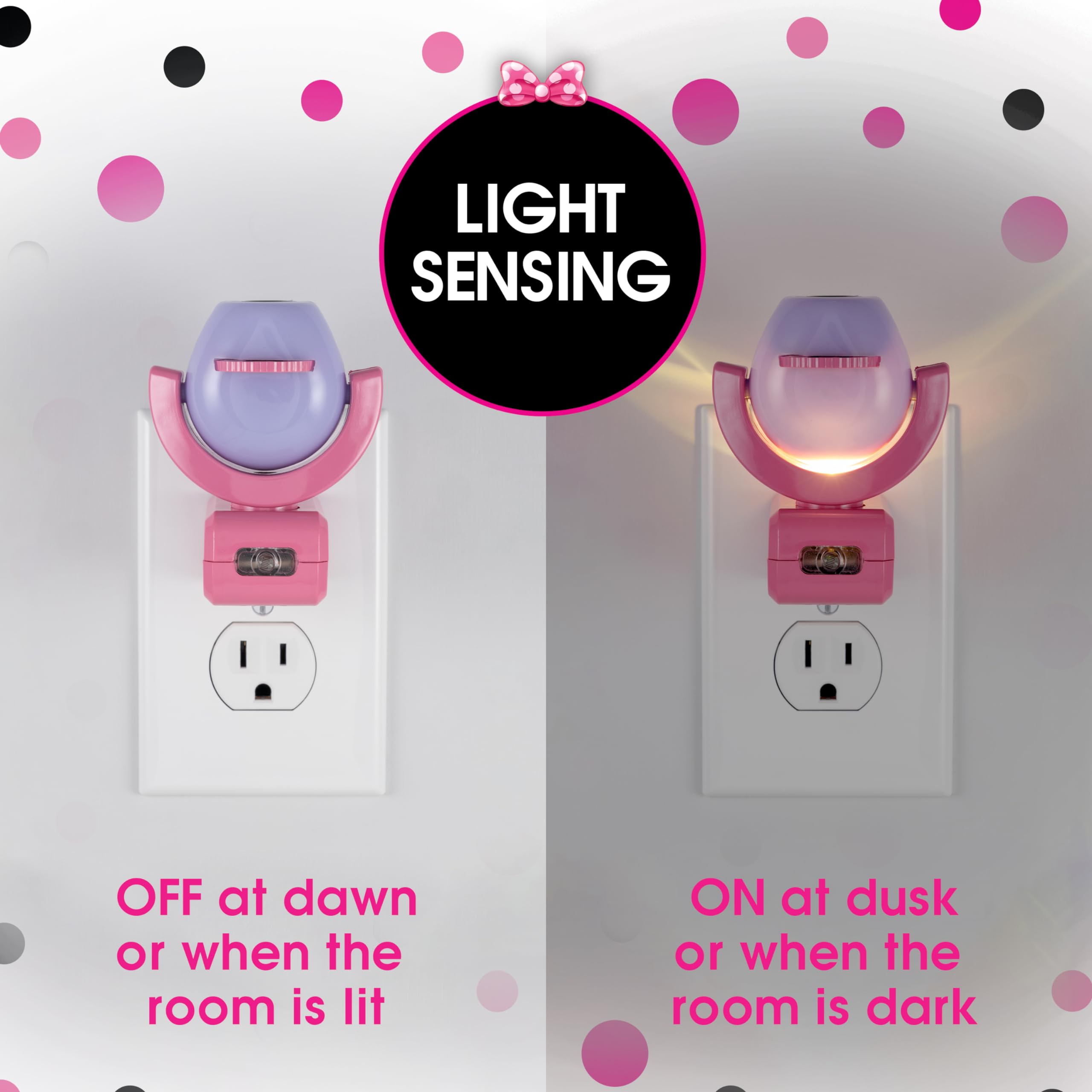 Projectables Disney Minnie Mouse LED Night Light Projector - Purple/Pink, 1 Pack, Model 57958 for Kids' Bedroom and Playroom