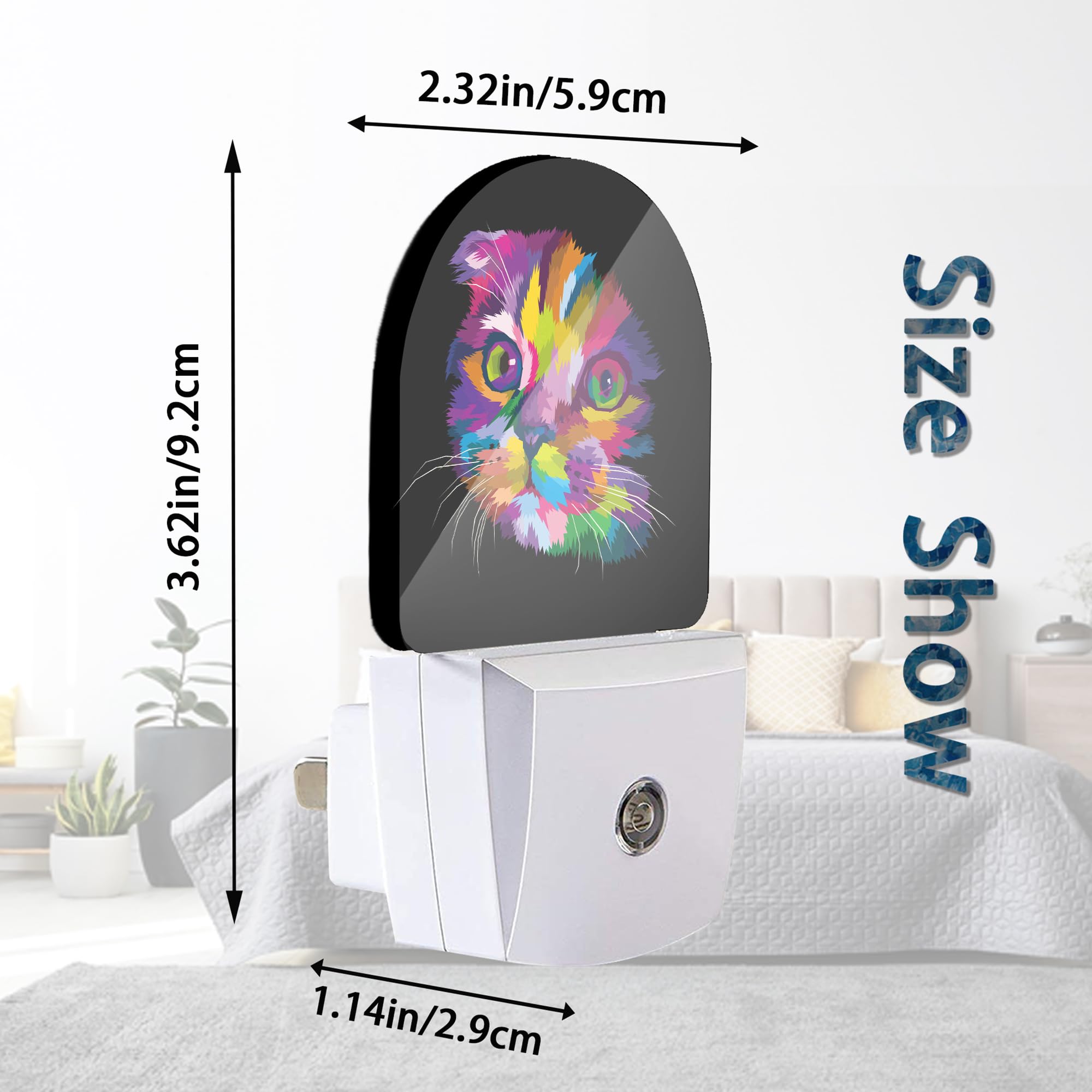 Axxitude Cute Cat Night Lights Plug Into Wall For Girls Boys Room,Night Light Led Lamp Dusk To Dawn Sensor Round Lamp For Bedroo