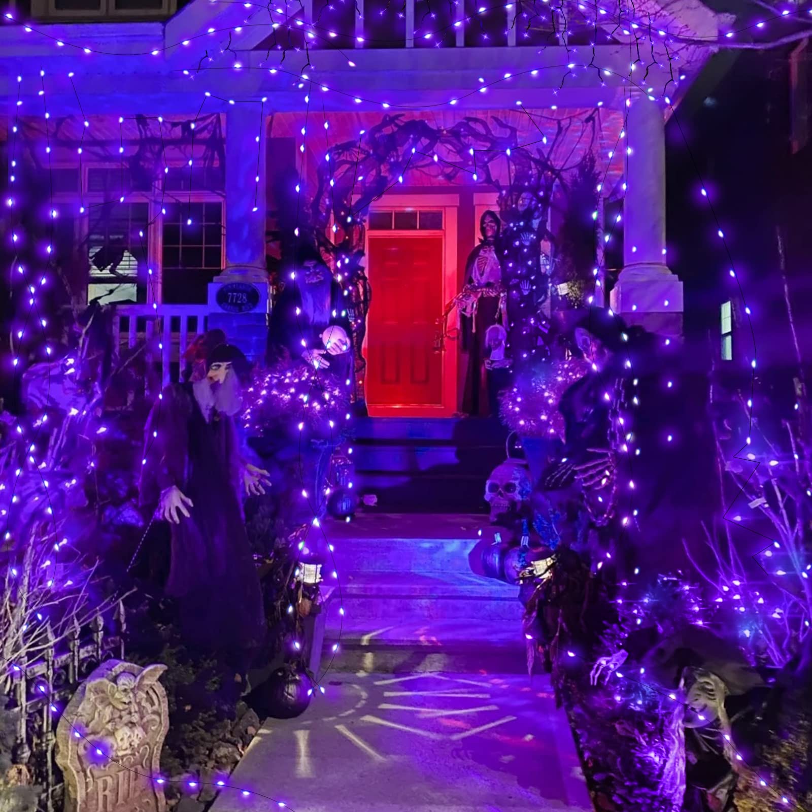 Turnmeon [3 Pack] Halloween String Lights With Timer, Total 180Led/59Ft Copper Wire Battery Operated Halloween Decorations Indoor Outdoor Outside Yard Home Party Decor, 60Led 19.7Ft Each (Purple)