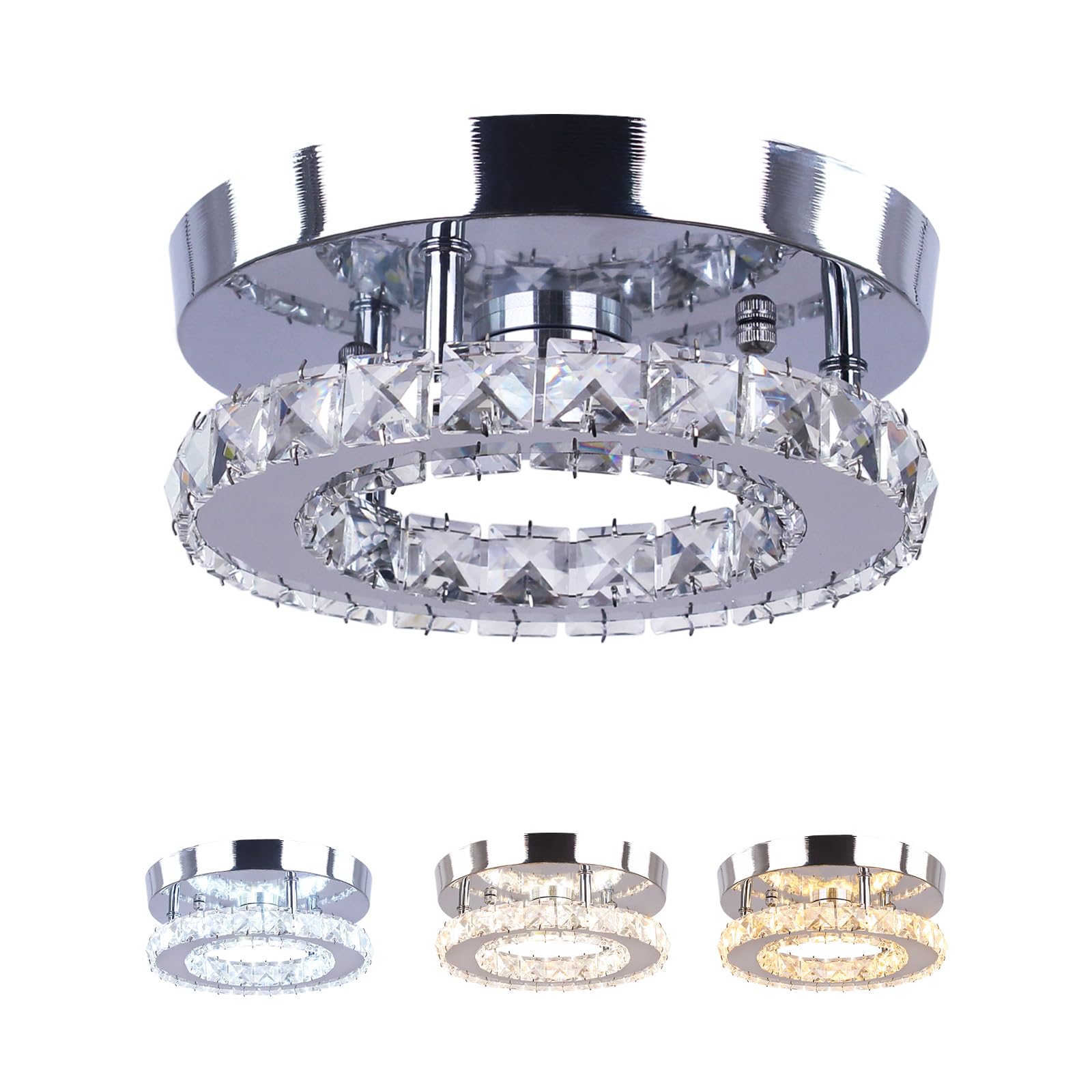 diisunbihuo Modern Mini Led Crystal Chandelier Semi Flush Mount Crystal Pendant Ceiling Light for Bedrooms Dinning Rooms Hallway