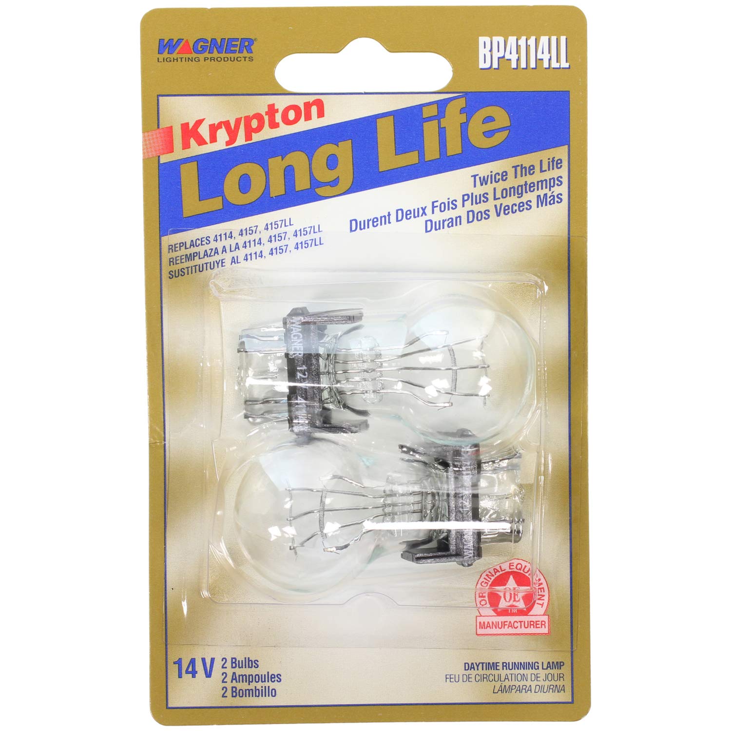 Wagner Lighting BP4114LL Long Life Multi-Purpose Light Bulb Card of 2