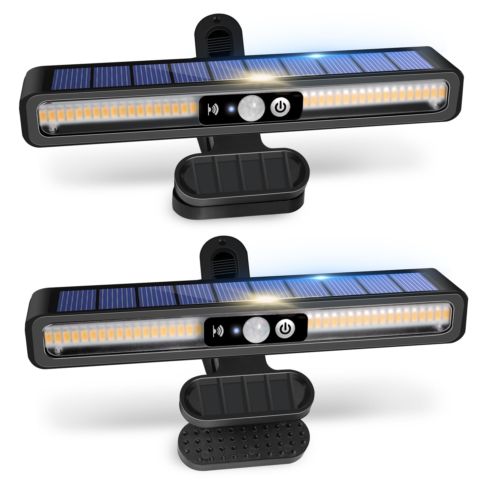 sunlight encounter Clip On Solar Motion Lights, 36 LEDs, 3000K Warm White, 2 Pack, Black, Model SE-SL012WHW2, Waterproof, Portable