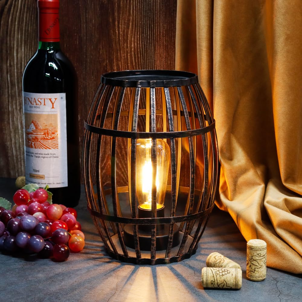 JHY DESIGN Decorative Table Lamp, 8” Battery Powered, Metal, Black Brushed Gold, Model JHY9180N