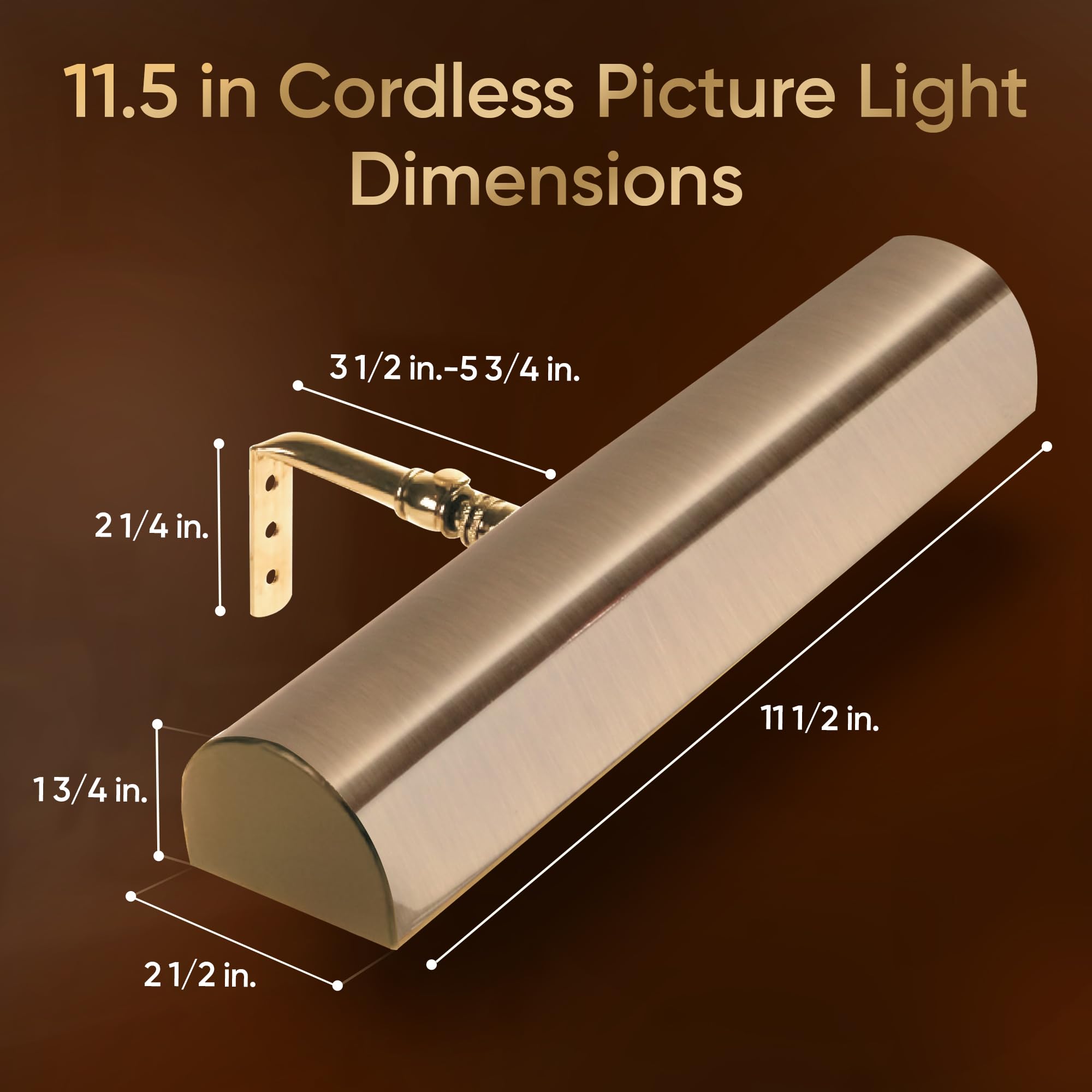 Concept Lighting 102L Dimmable Wireless Picture Light, 11.5" Antique Brushed Bronze, Battery Operated with Remote Control, Metal