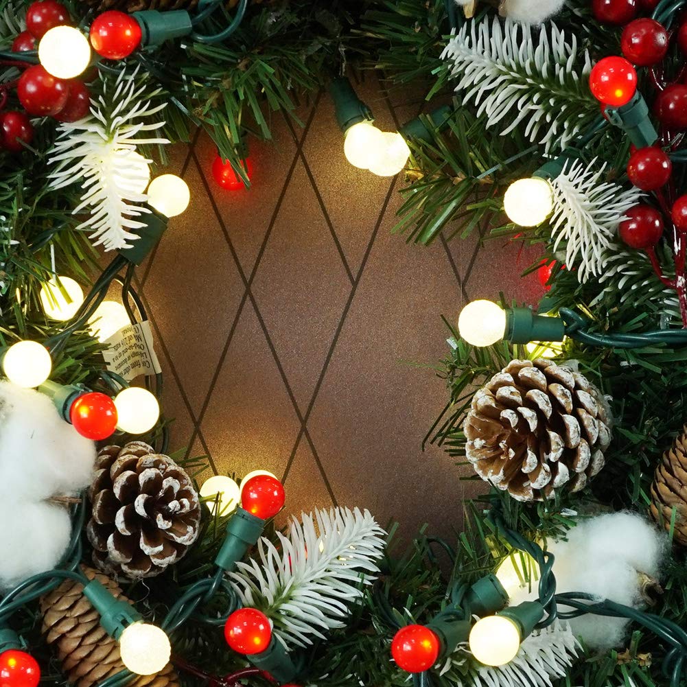 Bohon Christmas Lights Set Multi Color 50Leds Pearl String Light With G15 Berry Glass Bulbs Globe String Lights For Outdoor Indoor Party Christmas Tree Decor