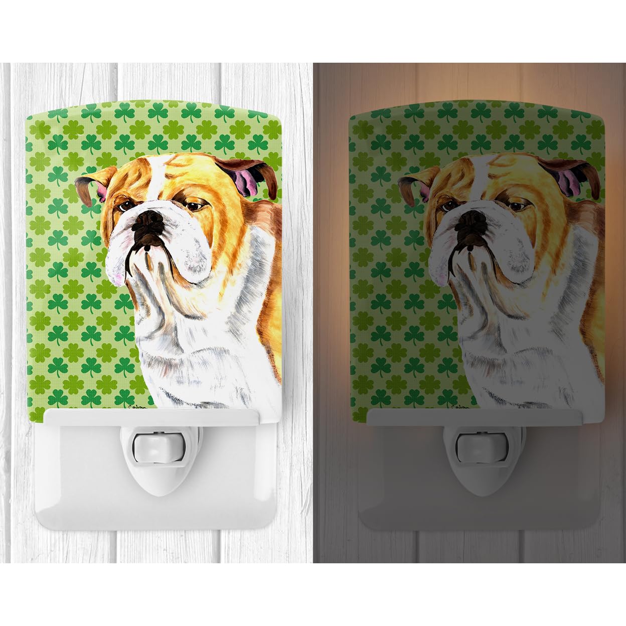Carolines Treasures Ceramic Night Light Bulldog St. Patricks Day 6x4x3in Multicolor Model SC9294CNL