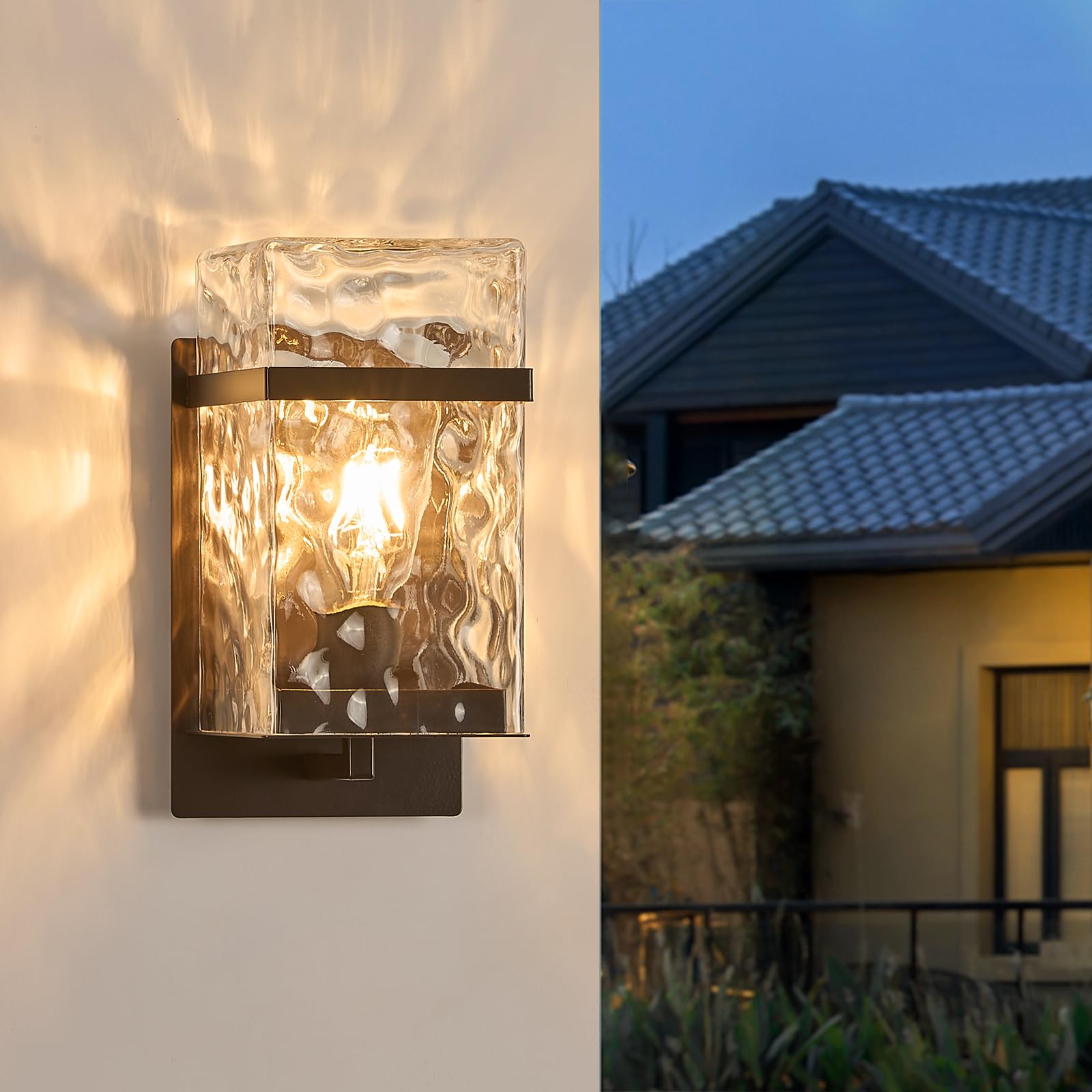 YAOWSZM Brown Outdoor Wall Sconce  Waterproof Exterior Light Fixture  Porch Wall Mount Lighting with E26 Sockets & Glass Shades  for Garage Doorway Patio Front Door