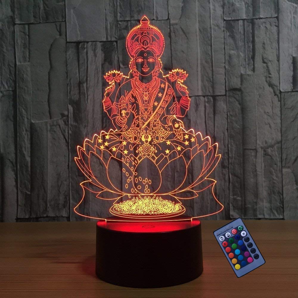 YTDZLTD 3D Buddha Statue Night Light with 16 Colors, USB Power, Remote Control, Touch Switch, Clear, Model 665752141793