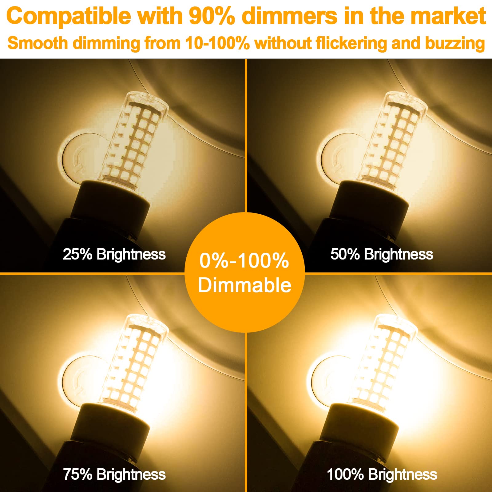 Dumiloo E11 Led Bulb Dimmable, 75 Watt Halogen Equivalent, 7W Warm White 3000K, T4 Mini Candelabra Base, Jde11 120V 75W For Ceil