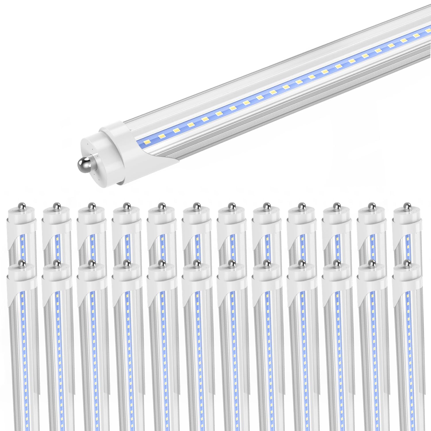 CNSUNWAY LED Tube Lights, 8FT, 45W, 5400LM, 6000K Cool White, Clear Cover, Ballast Bypass, ETL Listed, 