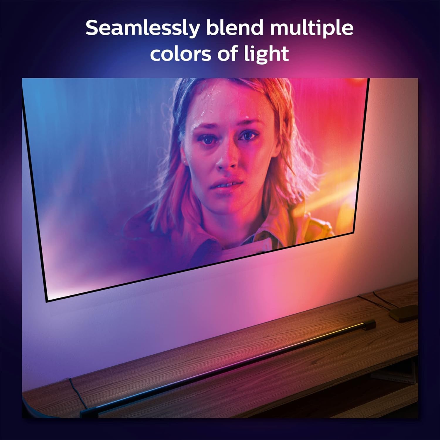 Philips Hue Large Smart Light Tube - Black - LED Color-Changing Light - Sync with TV, Music, Gaming - Model 582502