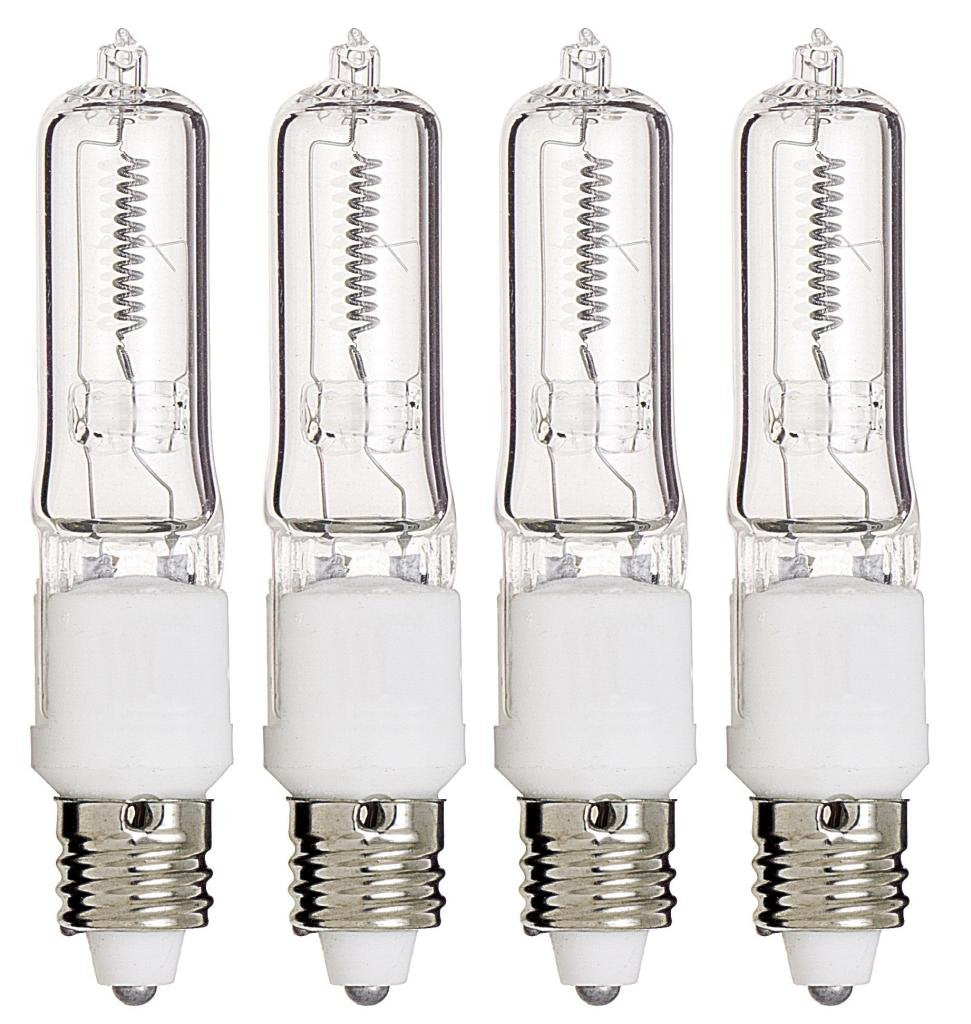 Pack Of 4 - 100 Watt Jde11 Halogen Candelabra Bulb - 100W T4 120V Light Bulbs-Clear Finish -E11 Mini-Candelabra Base T4 Bulb-Dim